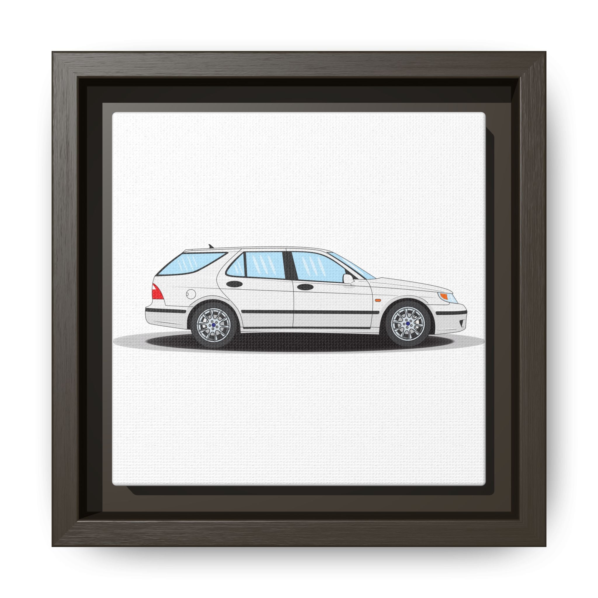 Saab 9-5 OG Aero Wagon Artic White Art Print — Framed Matte Canvas Wall Decor