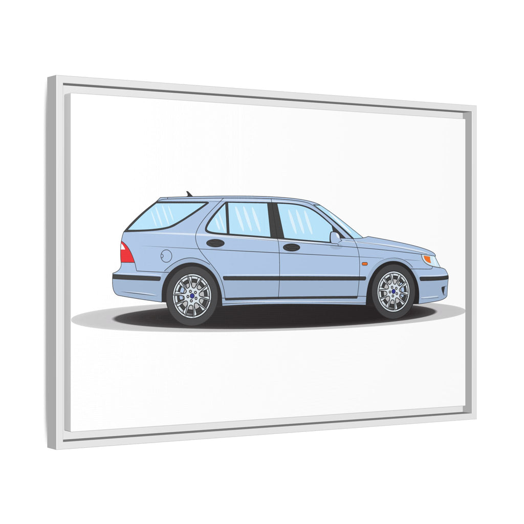 Saab 9-5 OG Aero Wagon Ice Blue Art Print — Framed Matte Canvas Wall Decor
