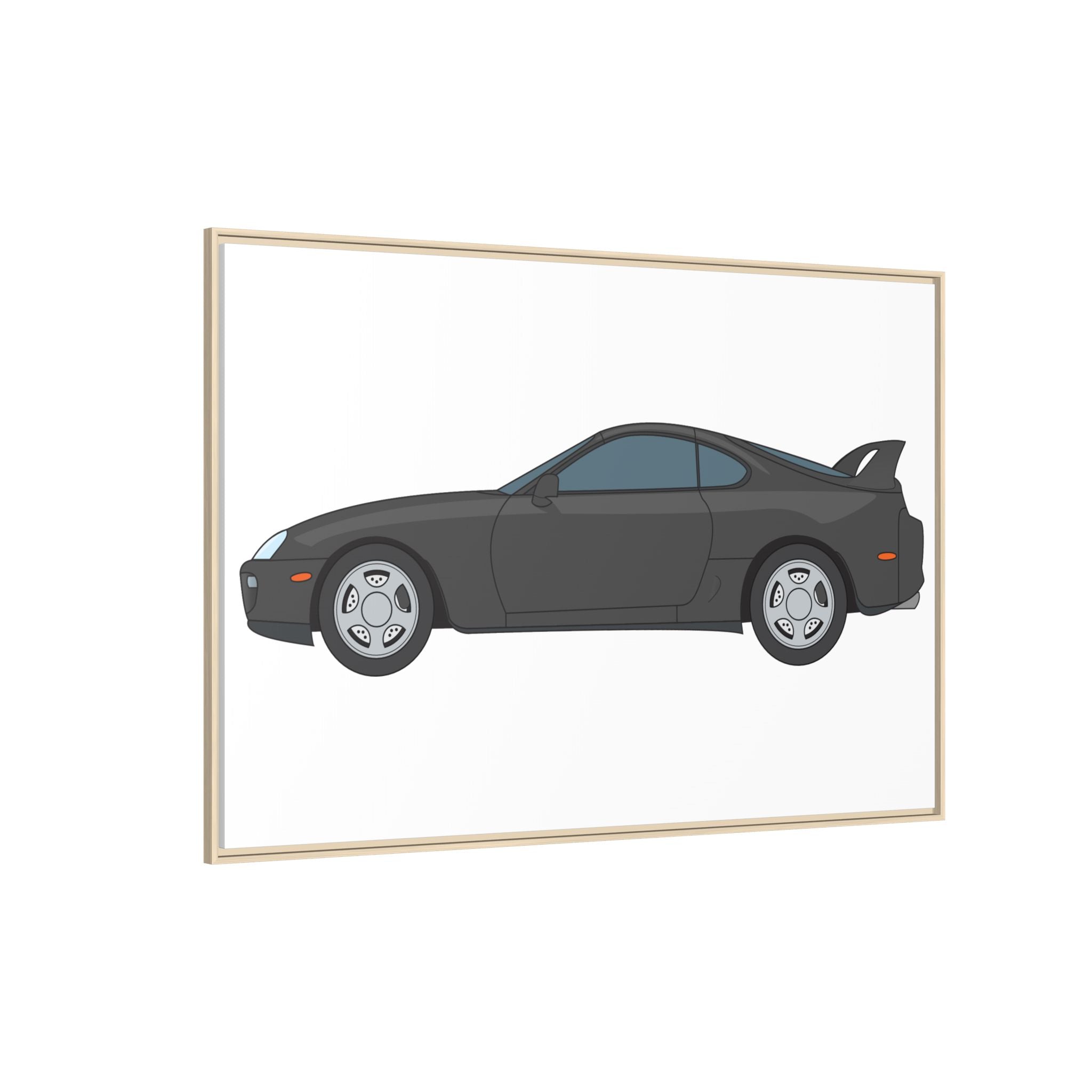Toyota Supra MK4 Anthracite Art Print — Framed Matte Canvas Wall Decor