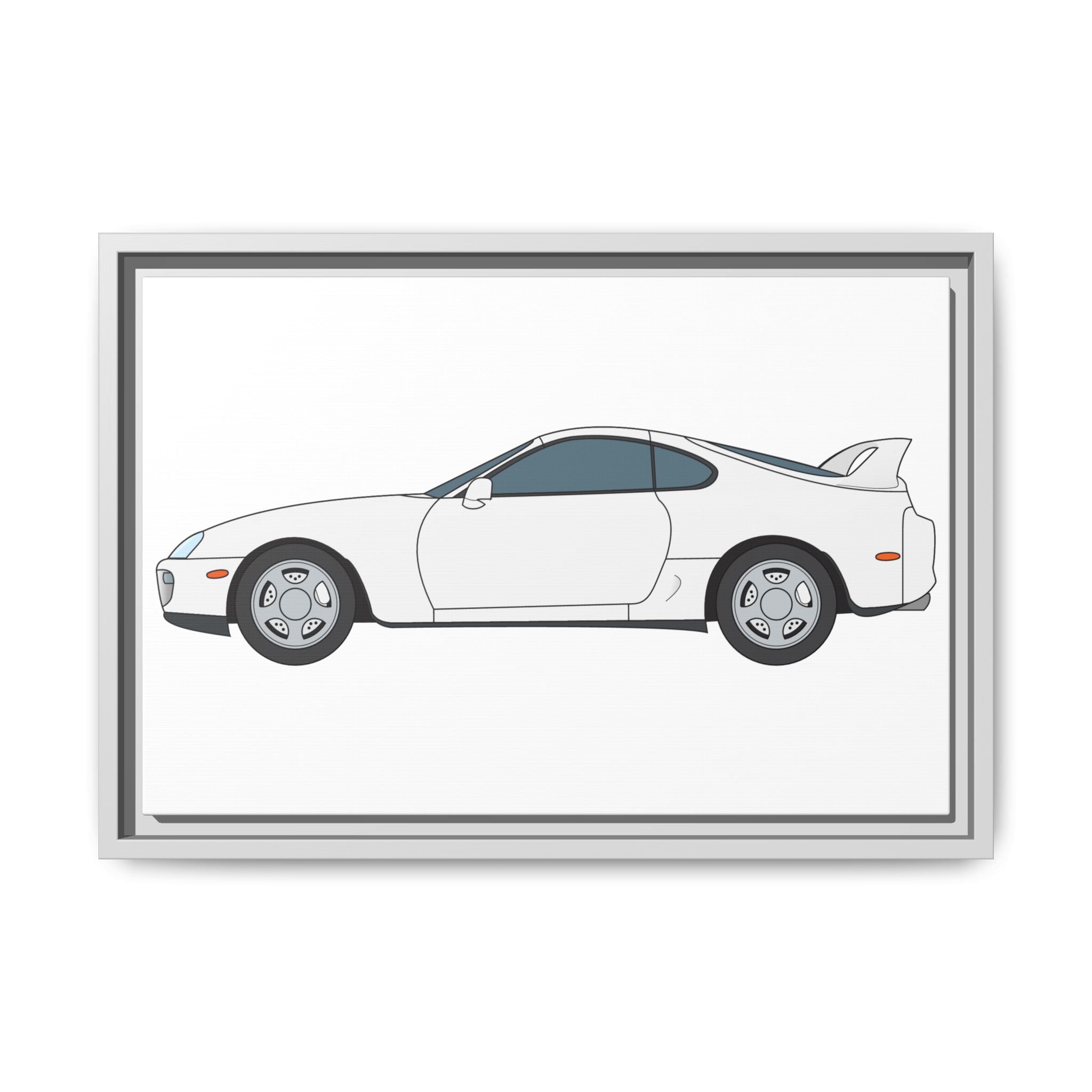 Toyota Supra MK4 Super White ll Art Print — Framed Matte Canvas Wall Decor