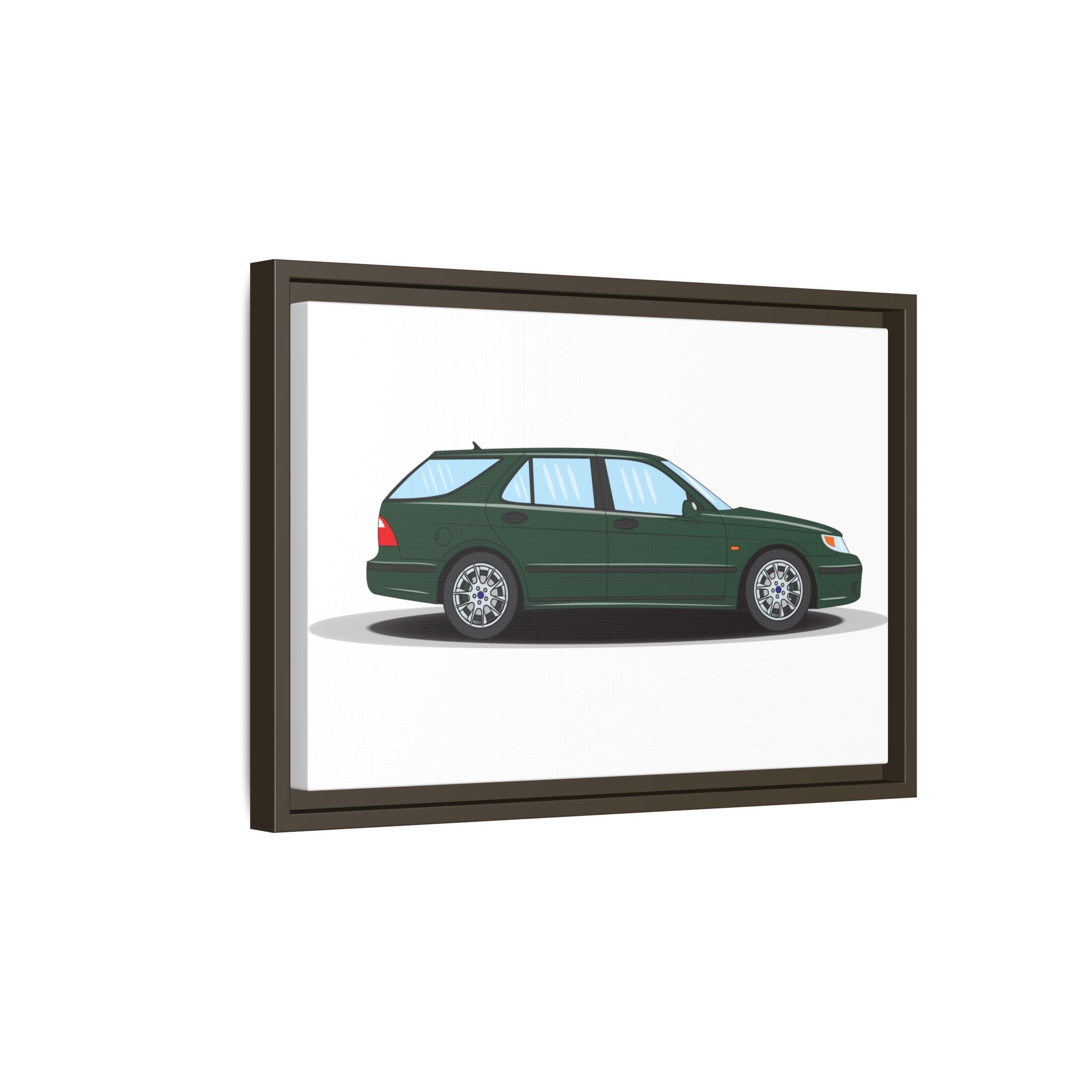 Saab 9-5 OG Aero Wagon Scarabe Green Art Print — Framed Matte Canvas Wall Decor