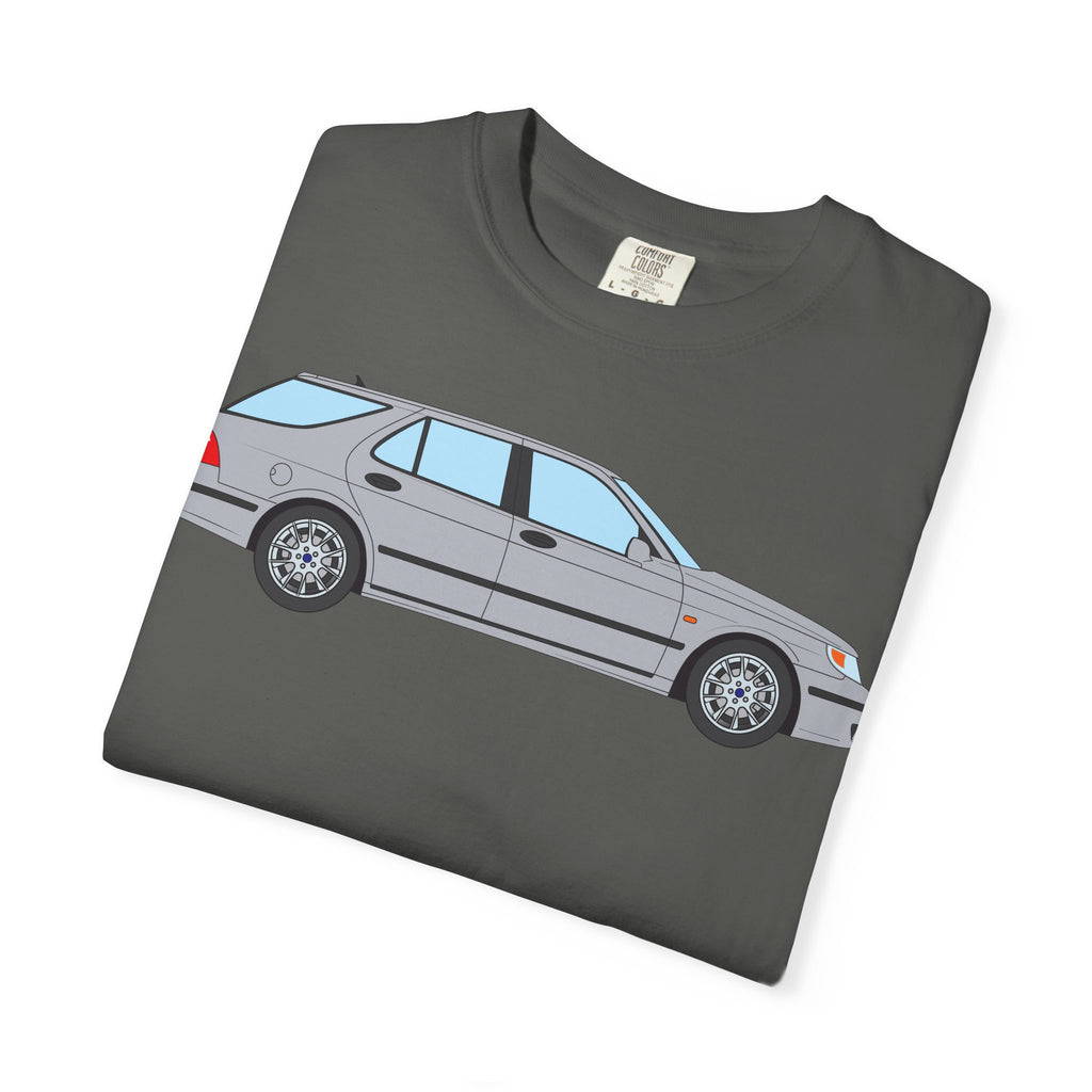 Saab 9-5 OG Aero Wagon Silver Metallic  — T-Shirt — Retro Car Graphic Tee