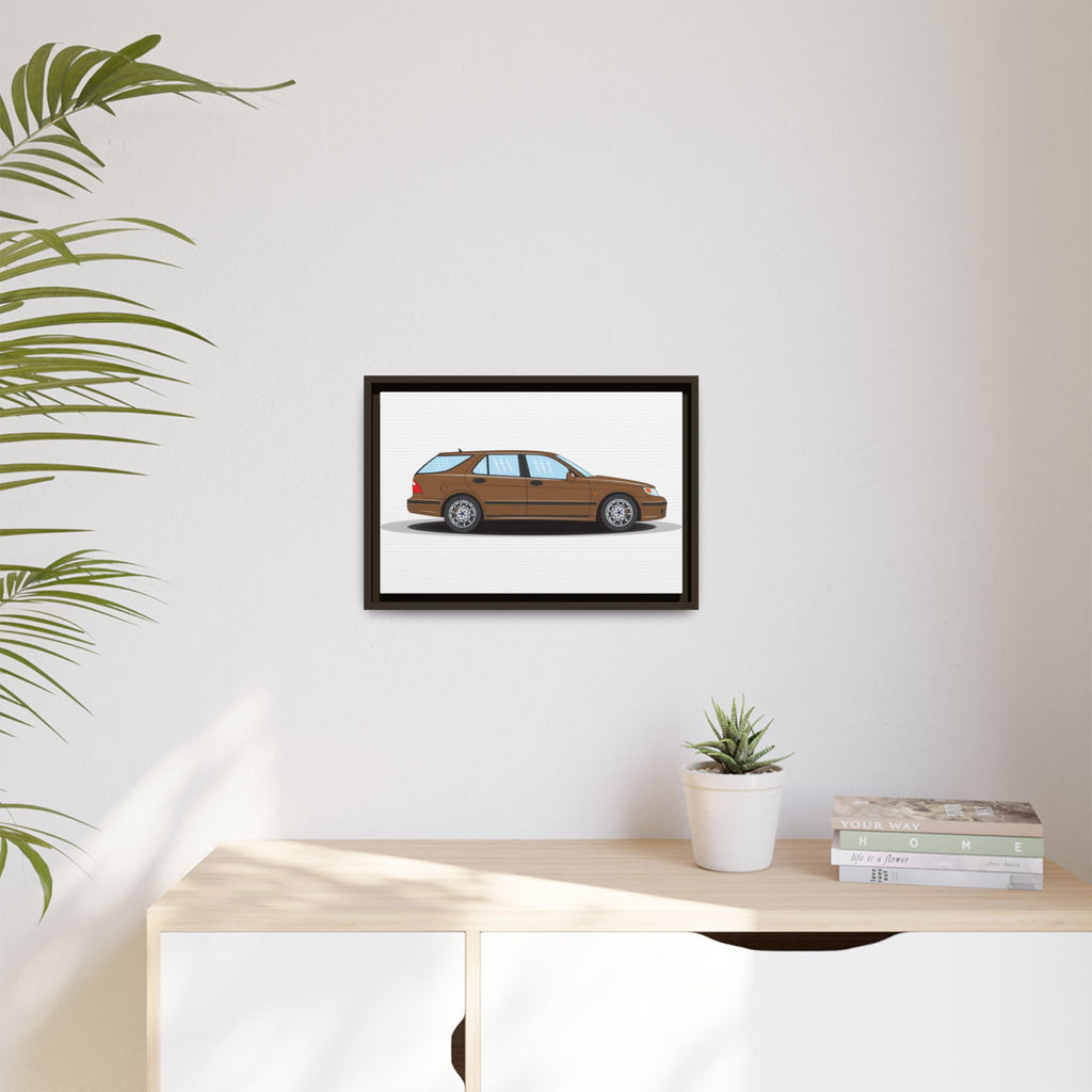 Saab 9-5 OG Aero Wagon Hazelnut Metallic Art Print — Framed Matte Canvas Wall Decor