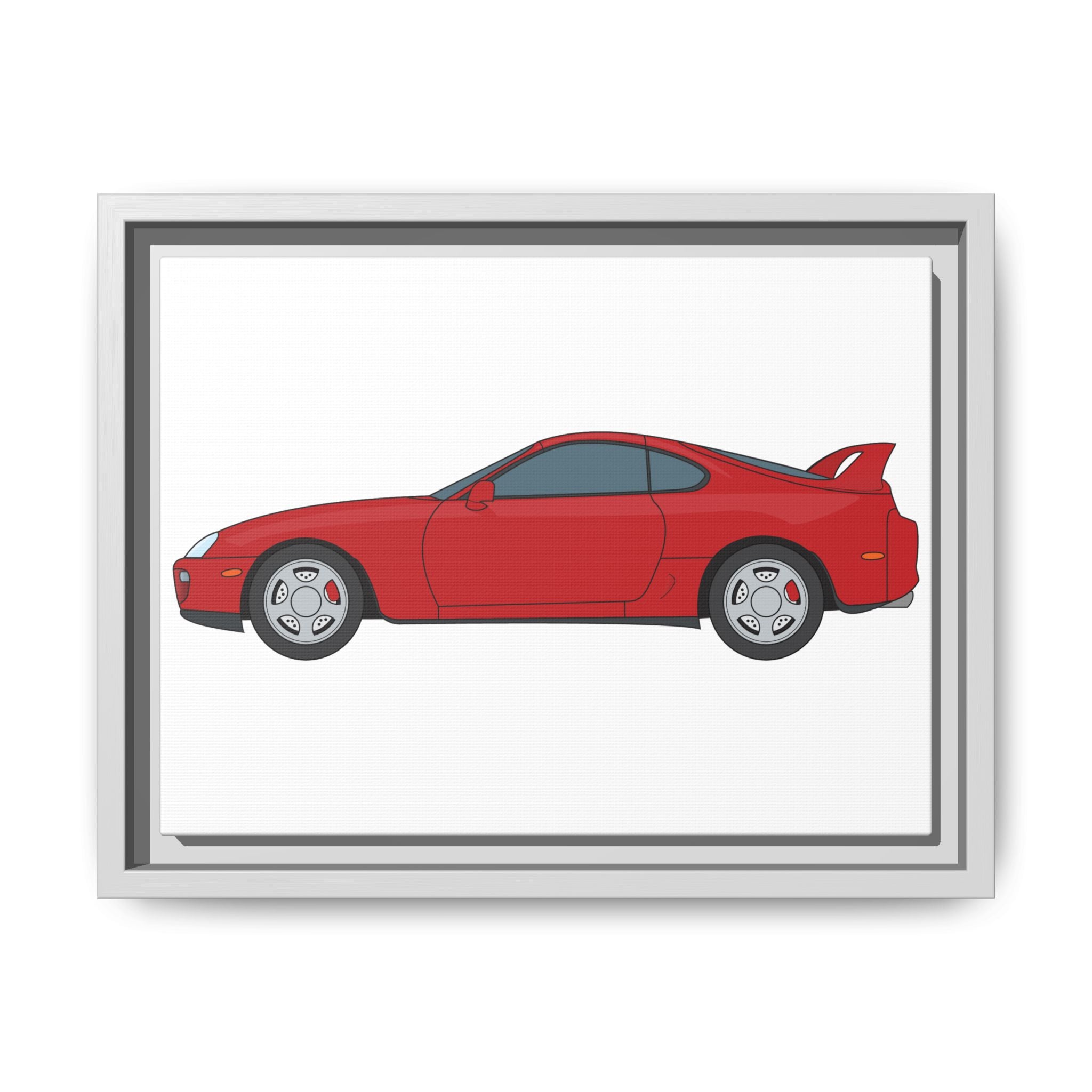 Toyota Supra MK4 Super Red ll Art Print — Framed Matte Canvas Wall Decor