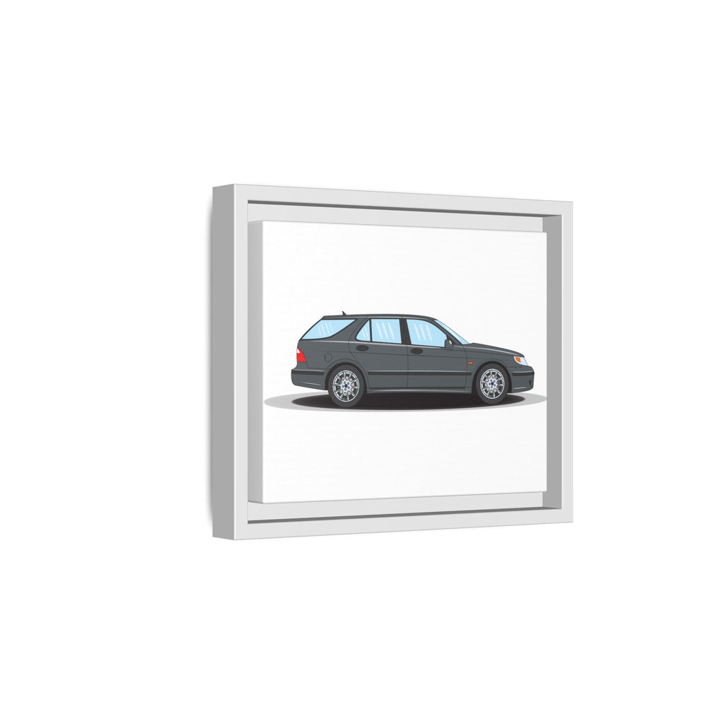 Saab 9-5 OG Aero Steel Grey Art Print — Framed Matte Canvas Wall Decor