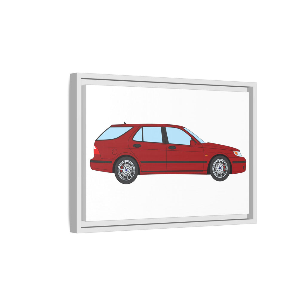 Saab 9-5 OG Aero Wagon — Laser Red Art Print — Framed Matte Canvas Wall Decor