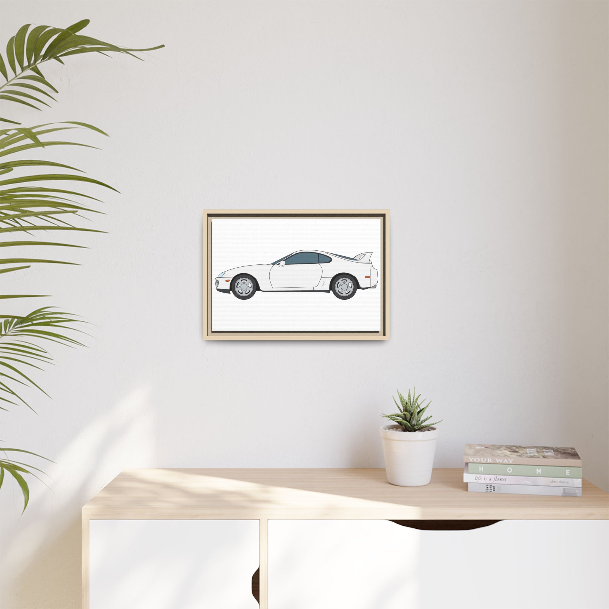 Toyota Supra MK4 Super White ll Art Print — Framed Matte Canvas Wall Decor