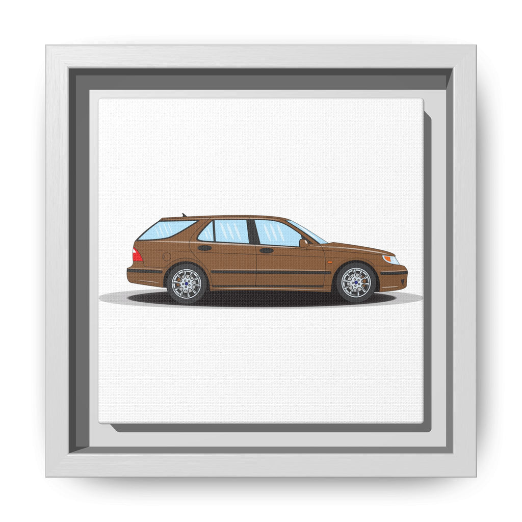 Saab 9-5 OG Aero Wagon Hazelnut Metallic Art Print — Framed Matte Canvas Wall Decor
