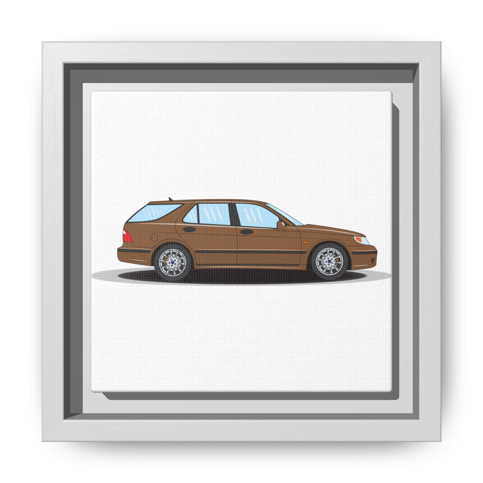 Saab 9-5 OG Aero Wagon Hazelnut Metallic Art Print — Framed Matte Canvas Wall Decor