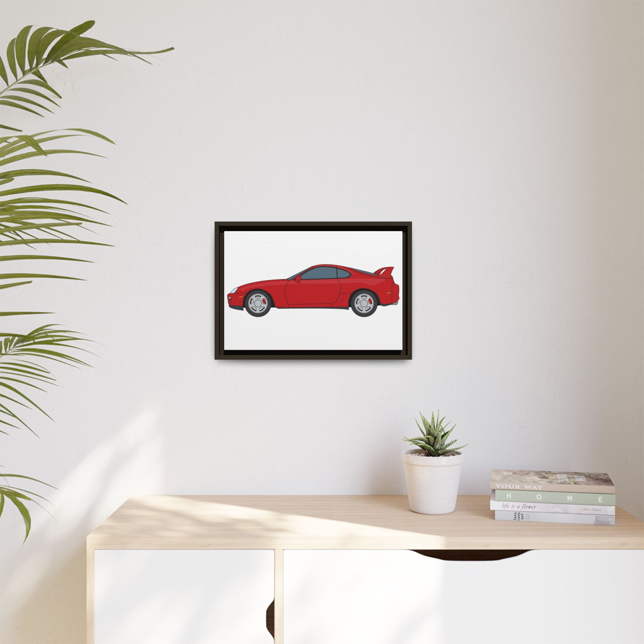 Toyota Supra MK4 Super Red ll Art Print — Framed Matte Canvas Wall Decor
