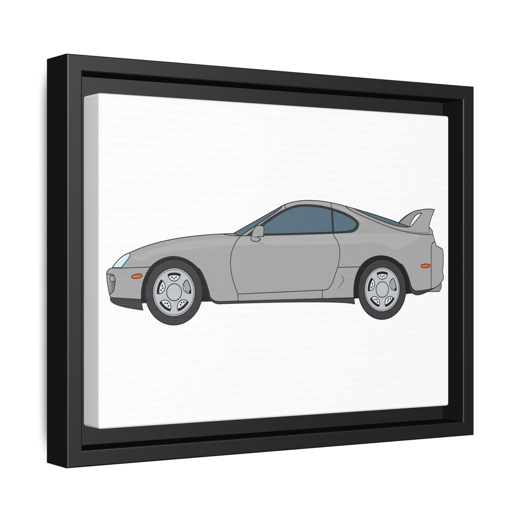 Toyota Supra MK4 Silver Metallic Art Print — Framed Matte Canvas Wall Decor