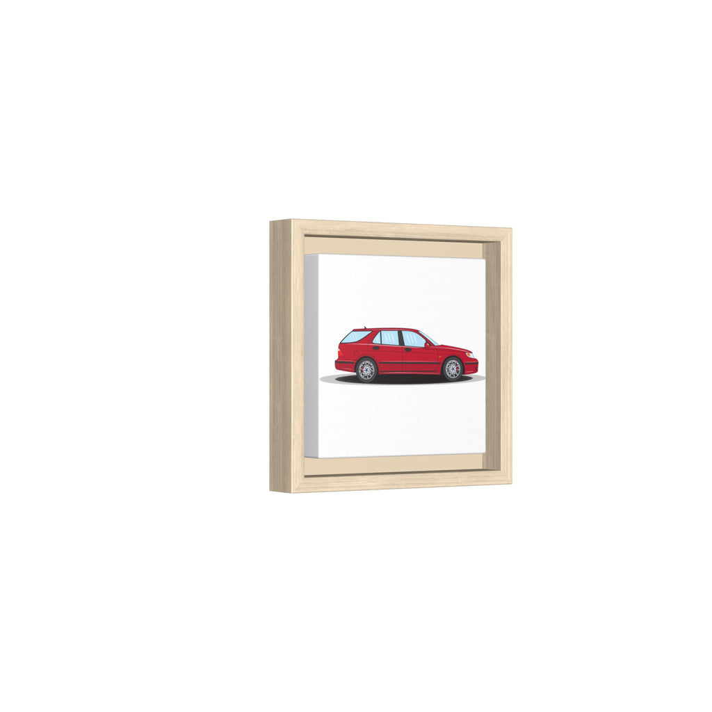 Saab 9-5 OG Aero Wagon Laser Red Art Print — Framed Matte Canvas Wall Decor