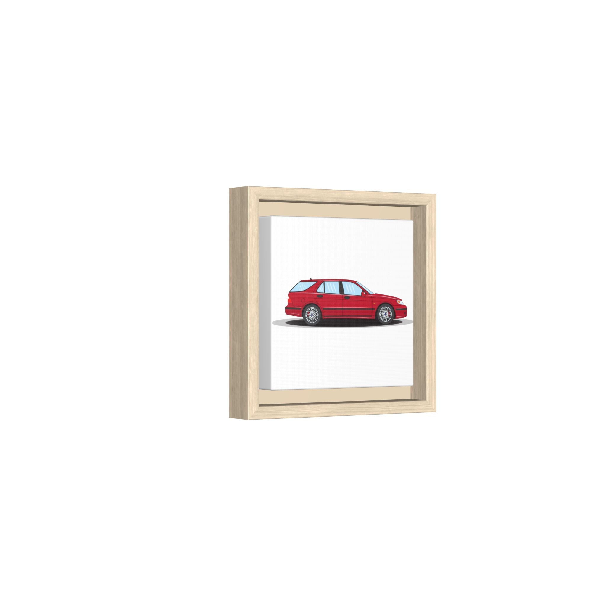 Saab 9-5 OG Aero Wagon Laser Red Art Print — Framed Matte Canvas Wall Decor