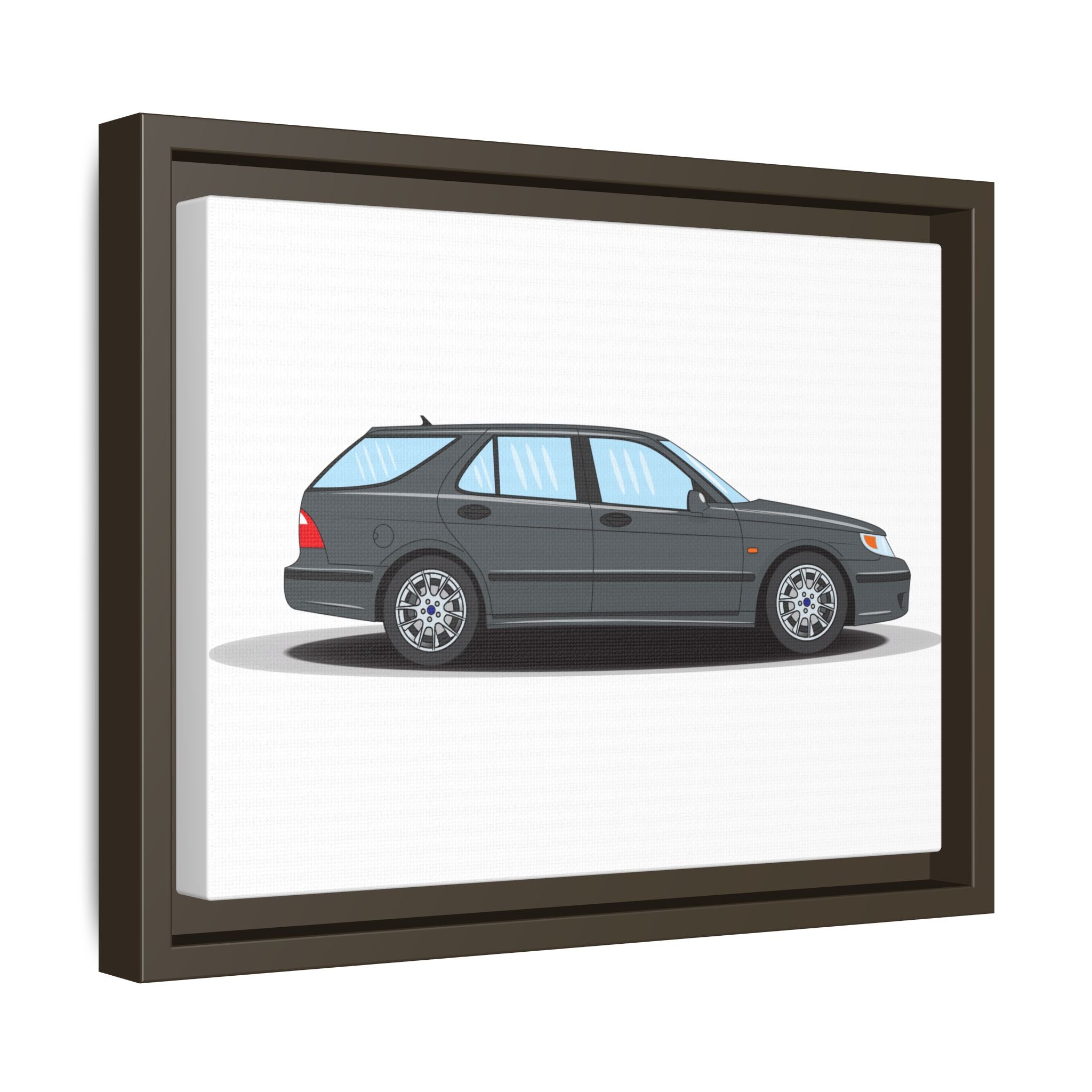 Saab 9-5 OG Aero Steel Grey Art Print — Framed Matte Canvas Wall Decor