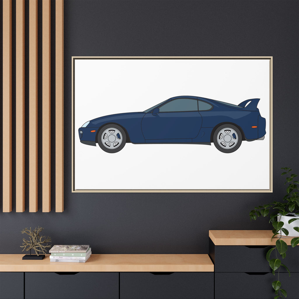 Toyota Supra MK4 Royal Sapphire Art Print — Framed Matte Canvas Wall Decor