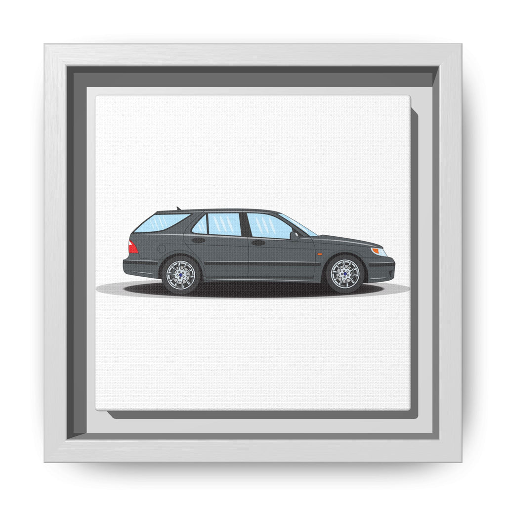 Saab 9-5 OG Aero Steel Grey Art Print — Framed Matte Canvas Wall Decor