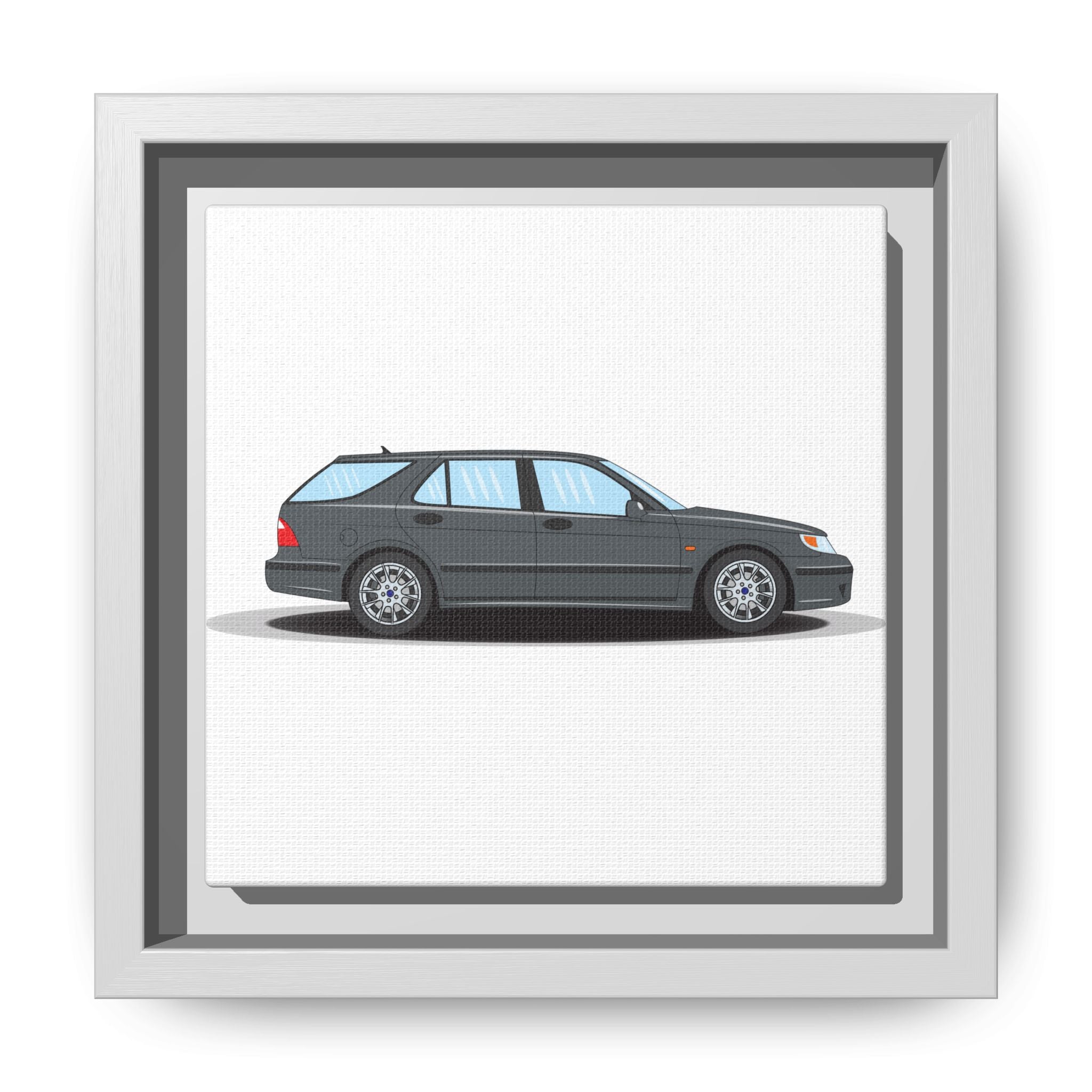Saab 9-5 OG Aero Steel Grey Art Print — Framed Matte Canvas Wall Decor