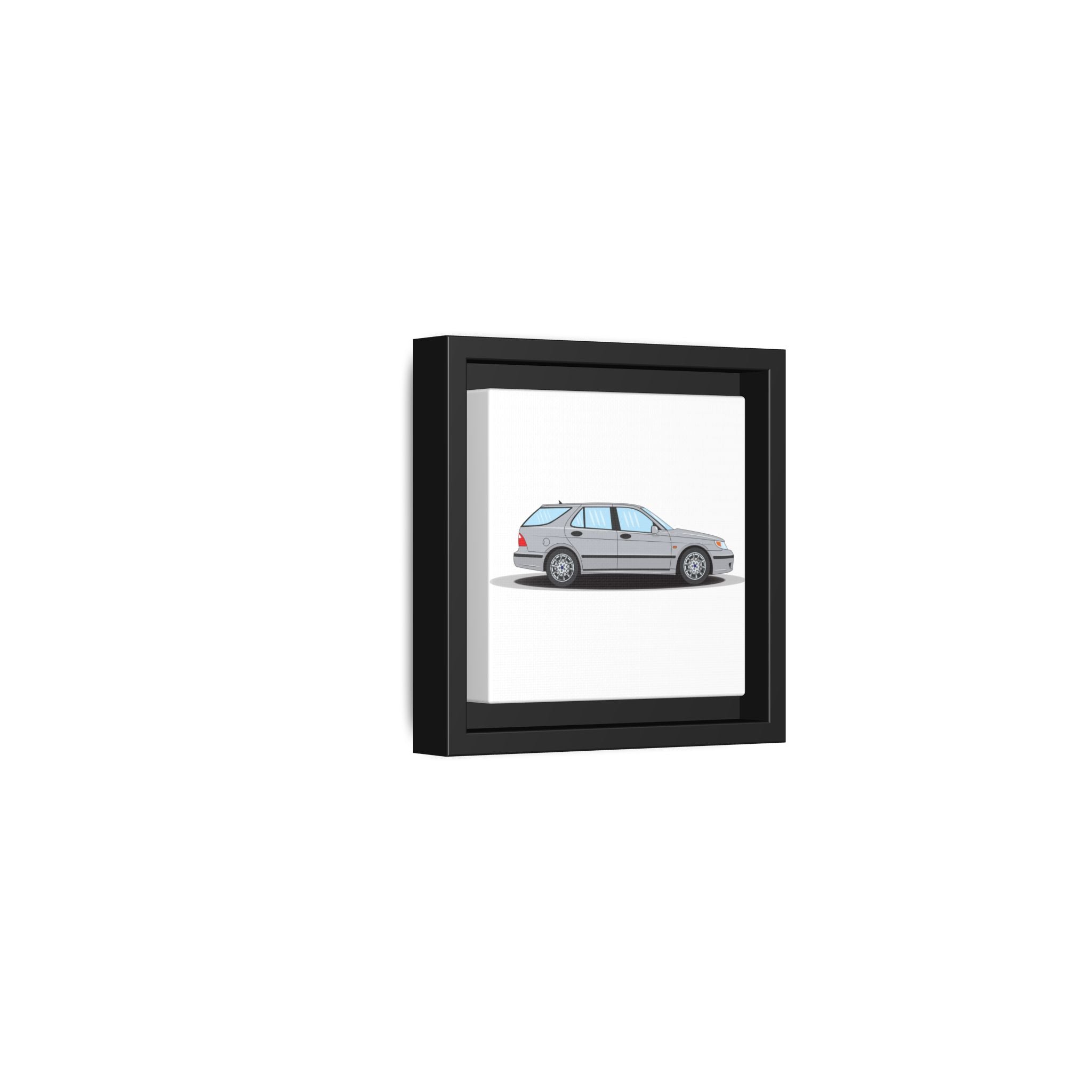 Saab 9-5 OG Aero Wagon Silver Metallic Art Print — Framed Matte Canvas Wall Decor