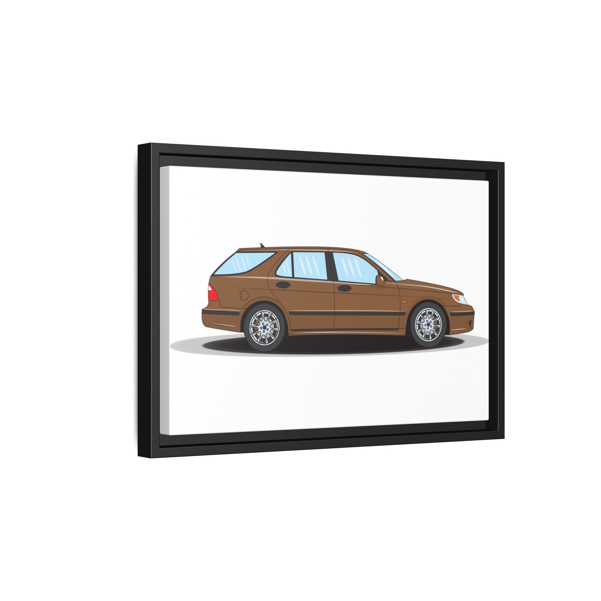 Saab 9-5 OG Aero Wagon Hazelnut Metallic Art Print — Framed Matte Canvas Wall Decor