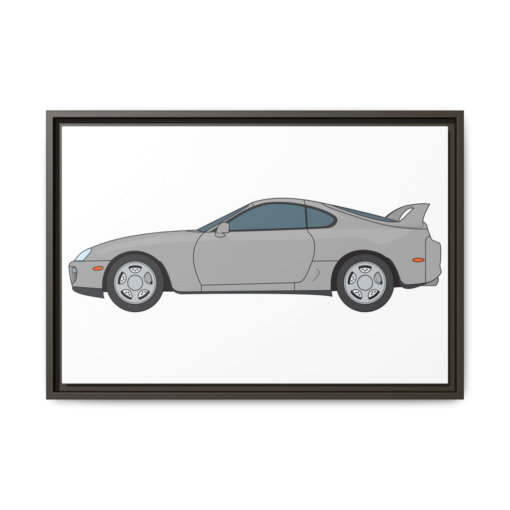 Toyota Supra MK4 Silver Metallic Art Print — Framed Matte Canvas Wall Decor