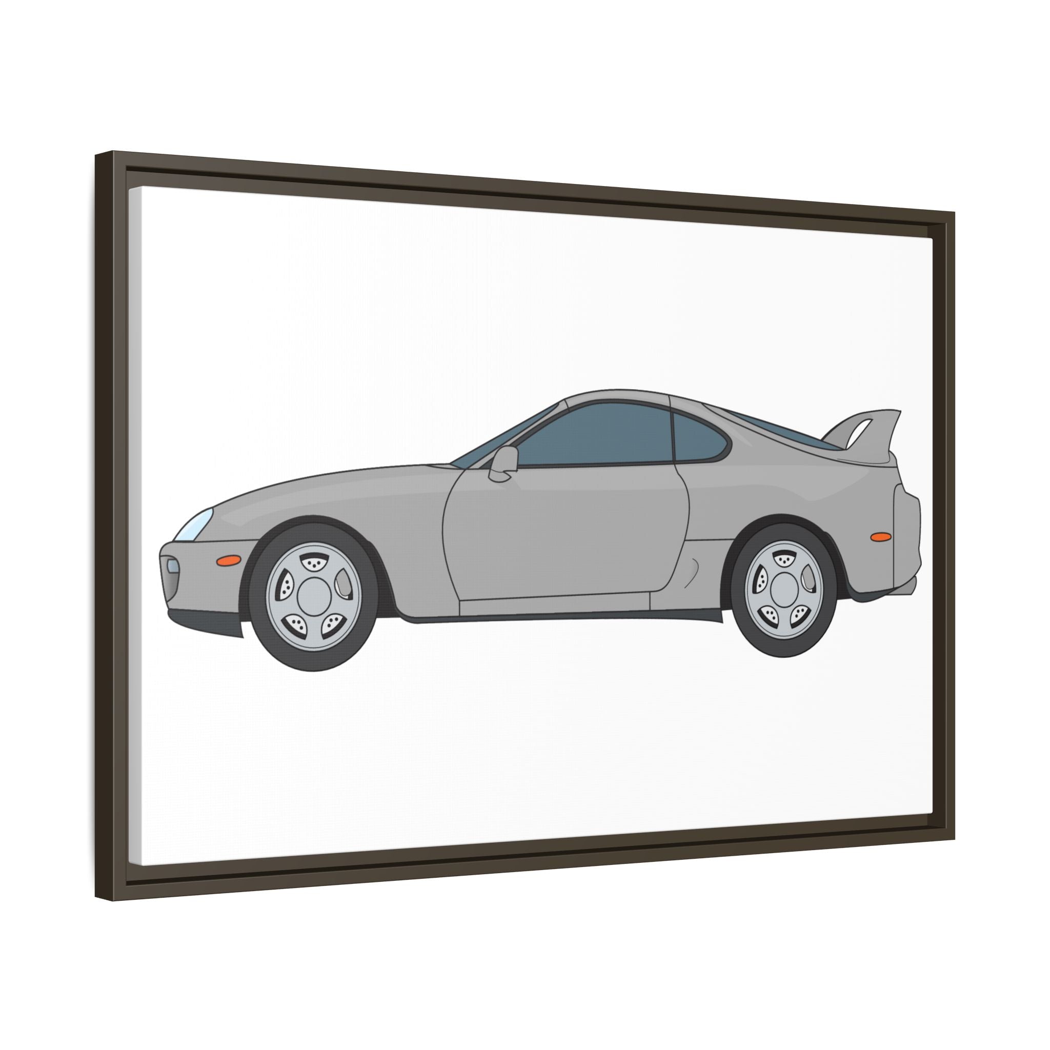 Toyota Supra MK4 Silver Metallic Art Print — Framed Matte Canvas Wall Decor