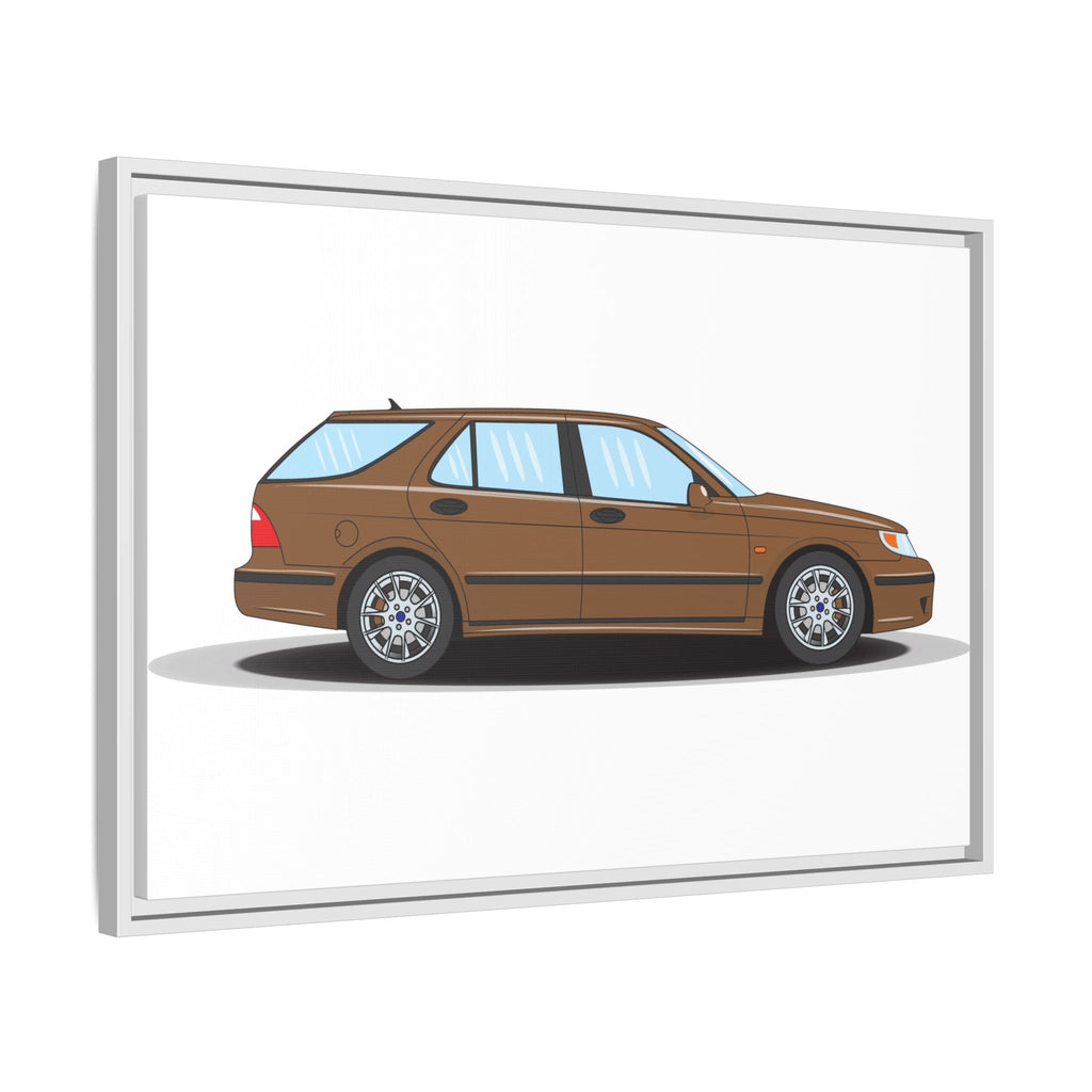Saab 9-5 OG Aero Wagon Hazelnut Metallic Art Print — Framed Matte Canvas Wall Decor