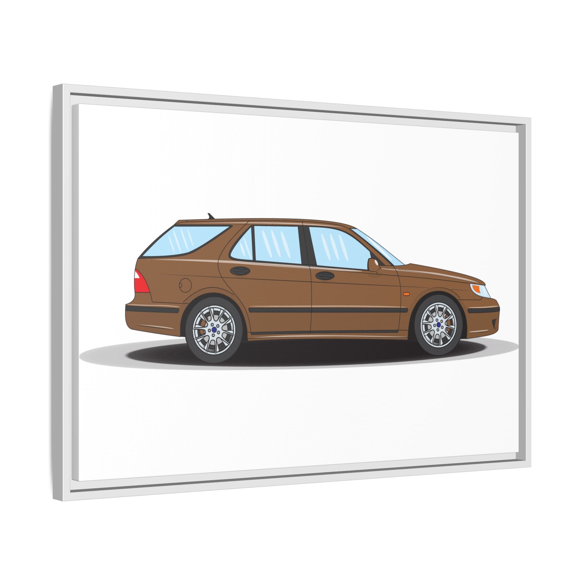 Saab 9-5 OG Aero Wagon Hazelnut Metallic Art Print — Framed Matte Canvas Wall Decor