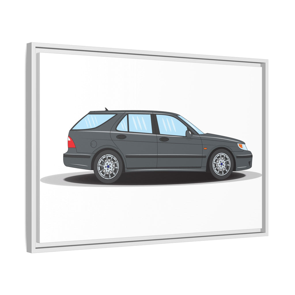 Saab 9-5 OG Aero Steel Grey Art Print — Framed Matte Canvas Wall Decor