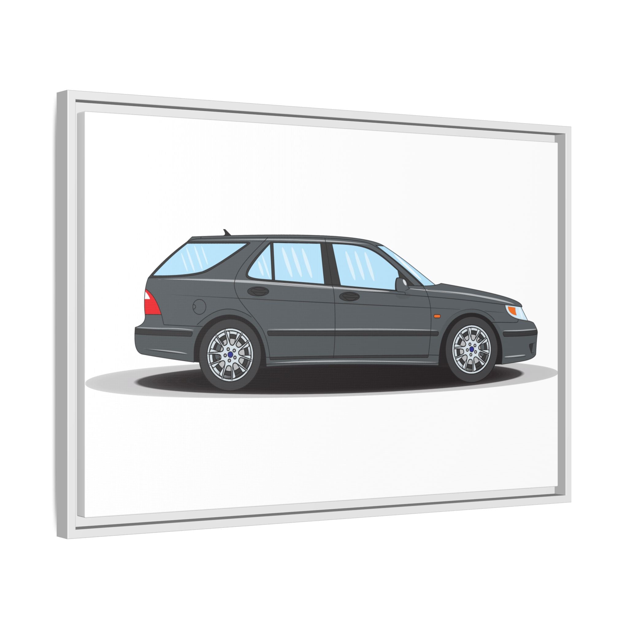 Saab 9-5 OG Aero Steel Grey Art Print — Framed Matte Canvas Wall Decor