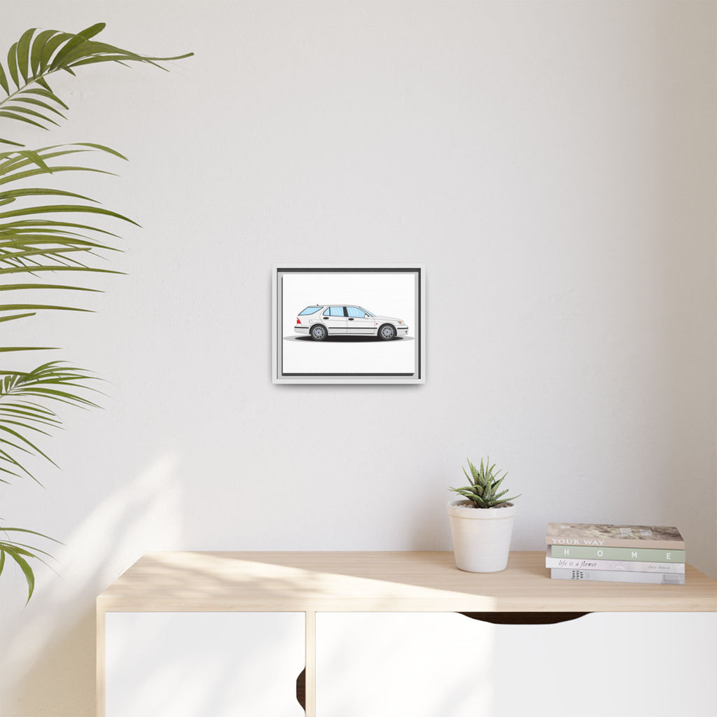 Saab 9-5 OG Aero Wagon Artic White Art Print — Framed Matte Canvas Wall Decor
