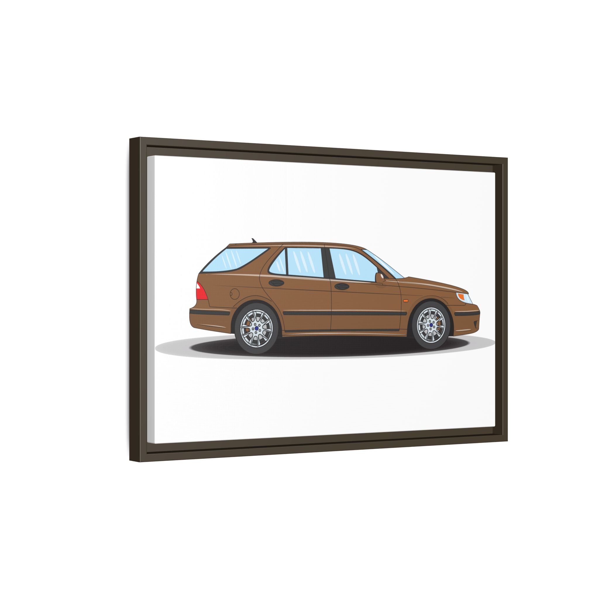 Saab 9-5 OG Aero Wagon Hazelnut Metallic Art Print — Framed Matte Canvas Wall Decor