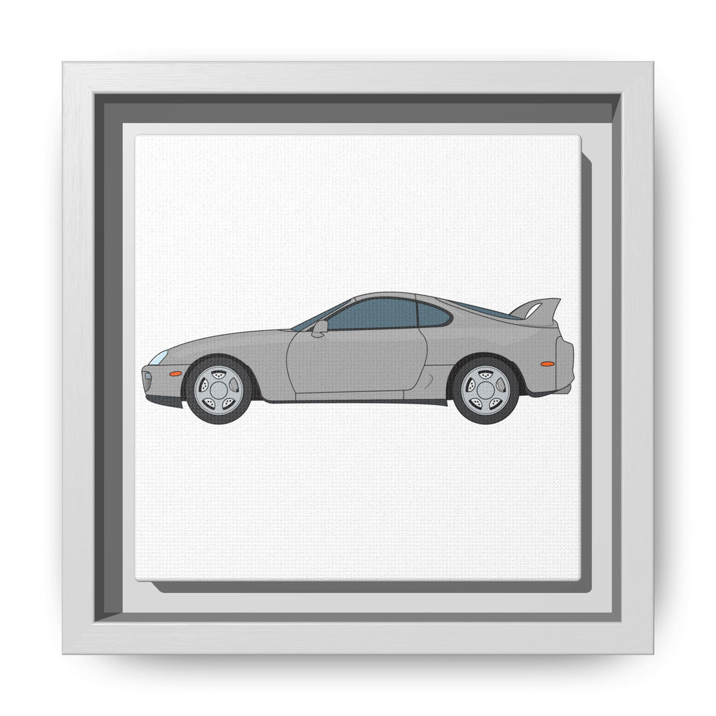 Toyota Supra MK4 Silver Metallic Art Print — Framed Matte Canvas Wall Decor