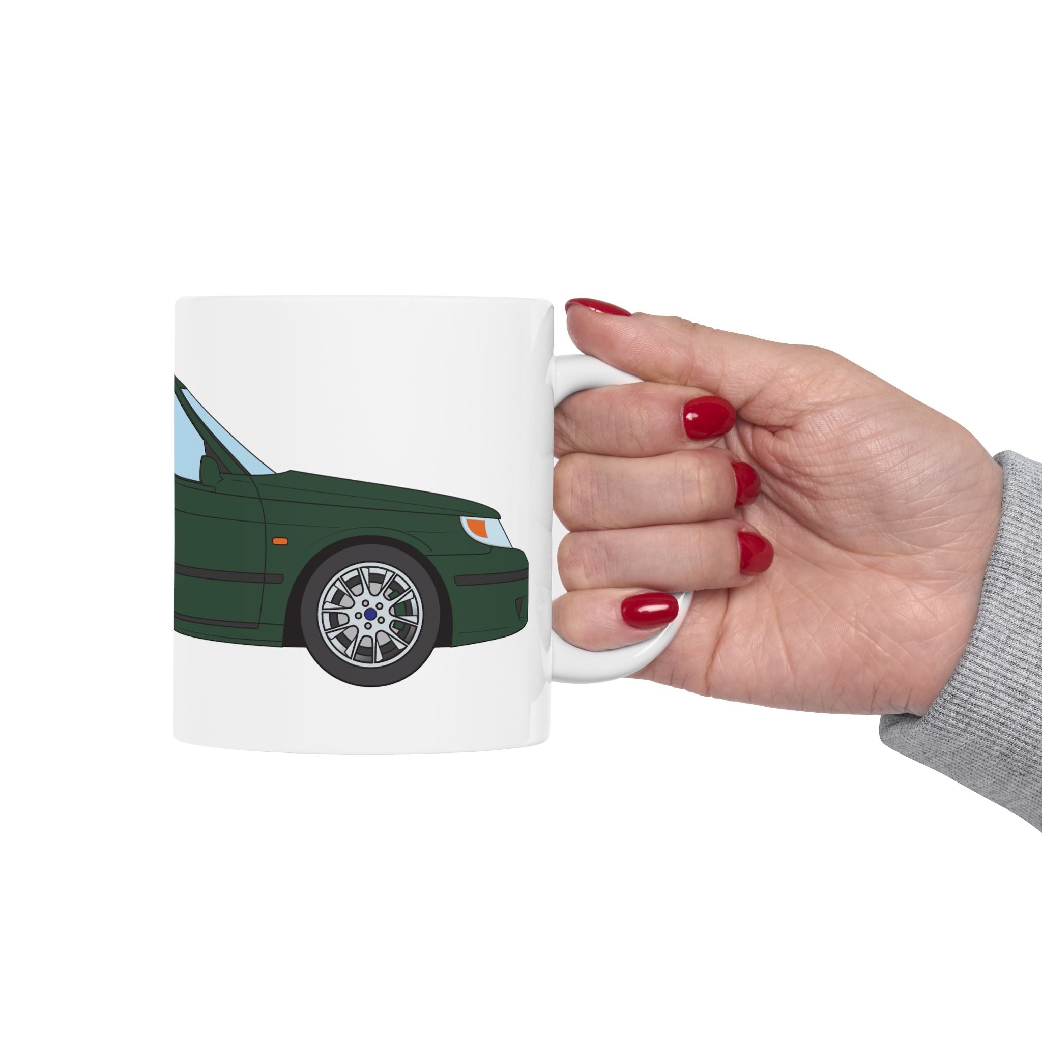 Saab 9-5 OG Aero Wagon Scarabe Green — Ceramic Mug — Coffee Cup (11oz & 15oz)