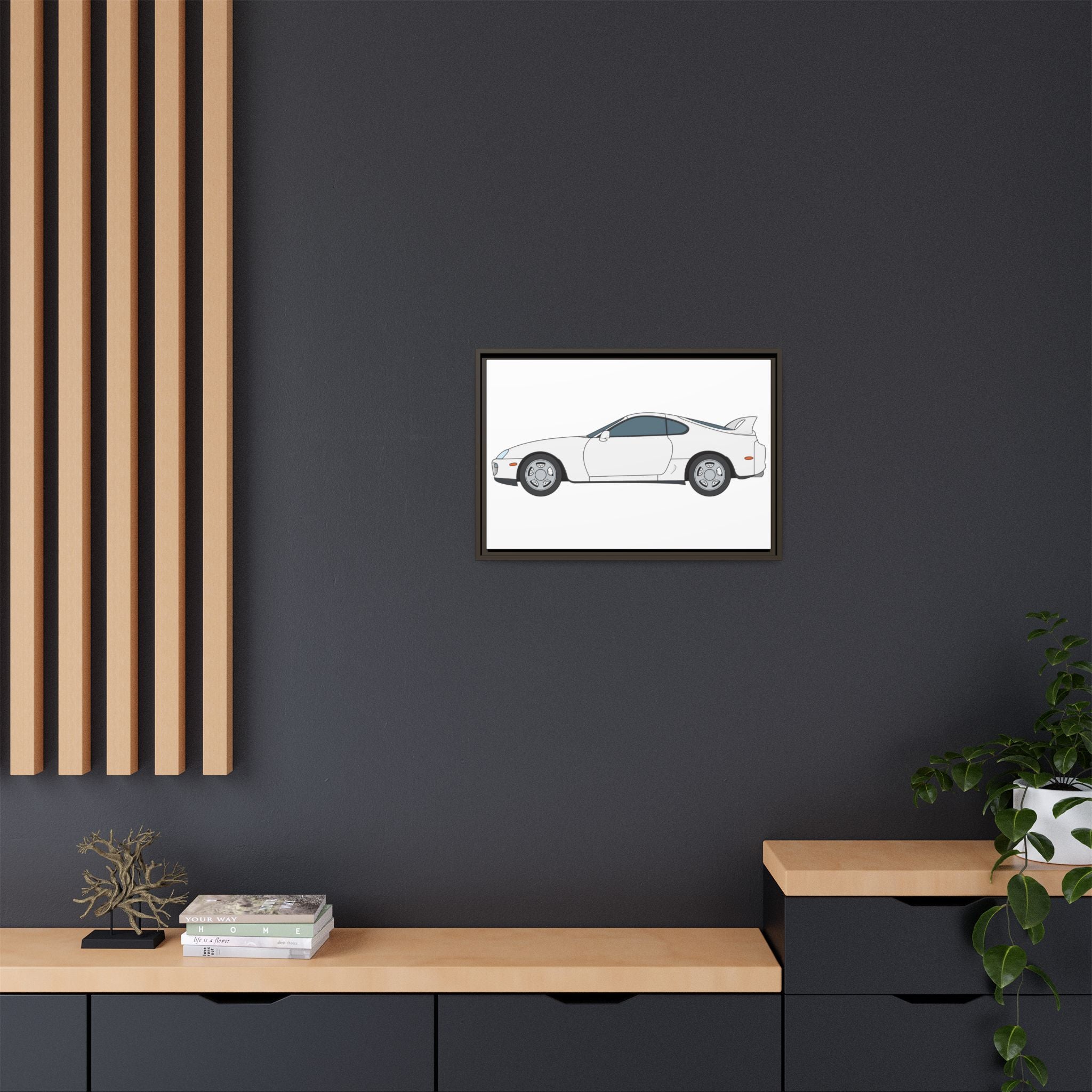 Toyota Supra MK4 Super White ll Art Print — Framed Matte Canvas Wall Decor