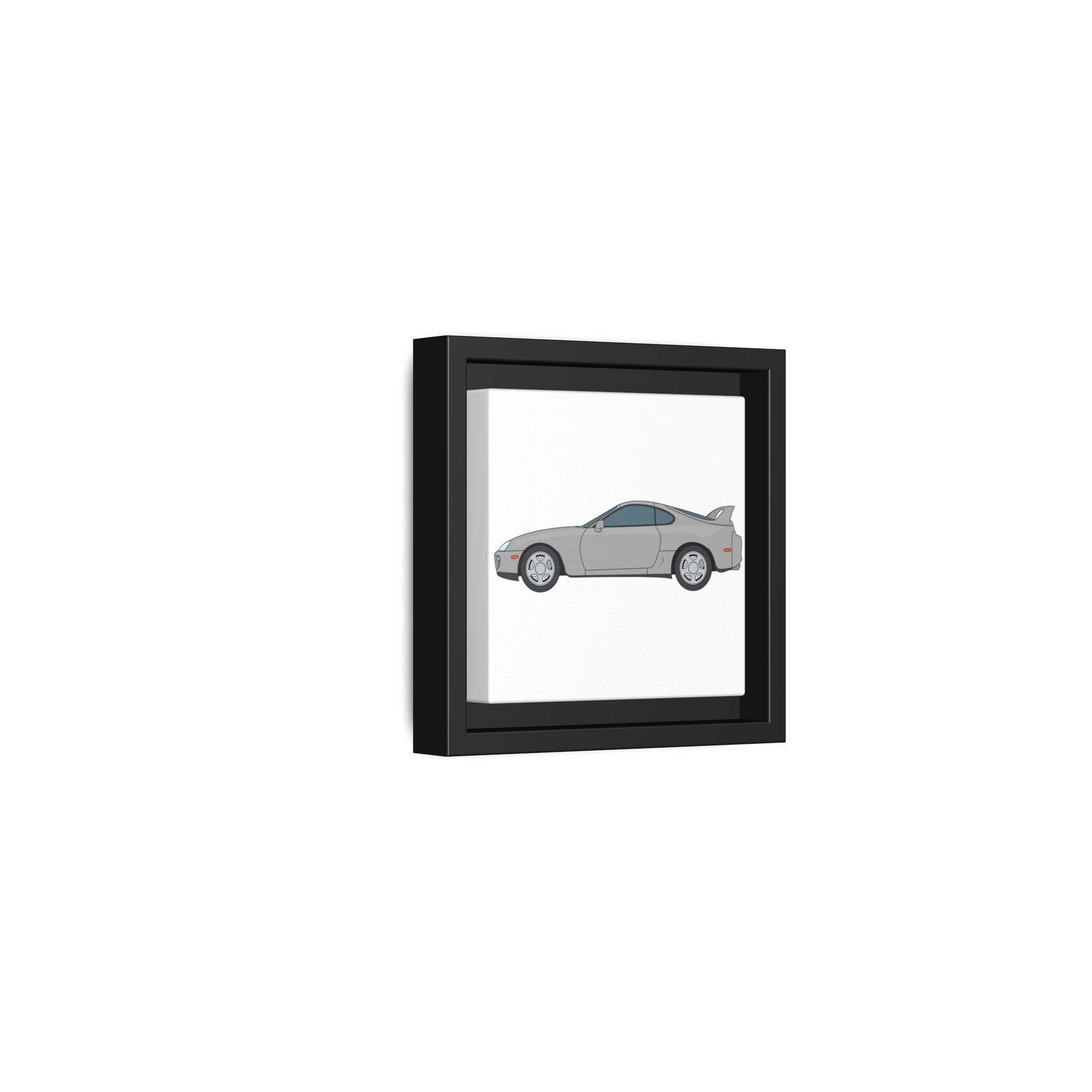 Toyota Supra MK4 Silver Metallic Art Print — Framed Matte Canvas Wall Decor