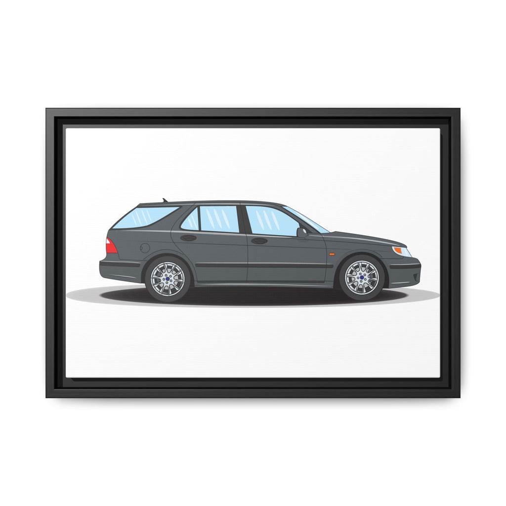 Saab 9-5 OG Aero Steel Grey Art Print — Framed Matte Canvas Wall Decor