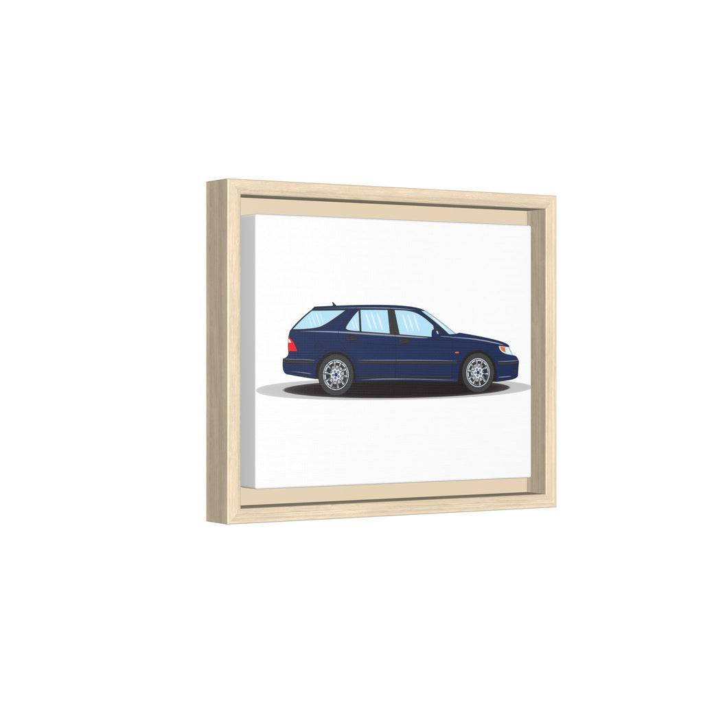 Saab 9-5 OG Aero Wagon Midnight Blue Art Print — Framed Matte Canvas Wall Decor
