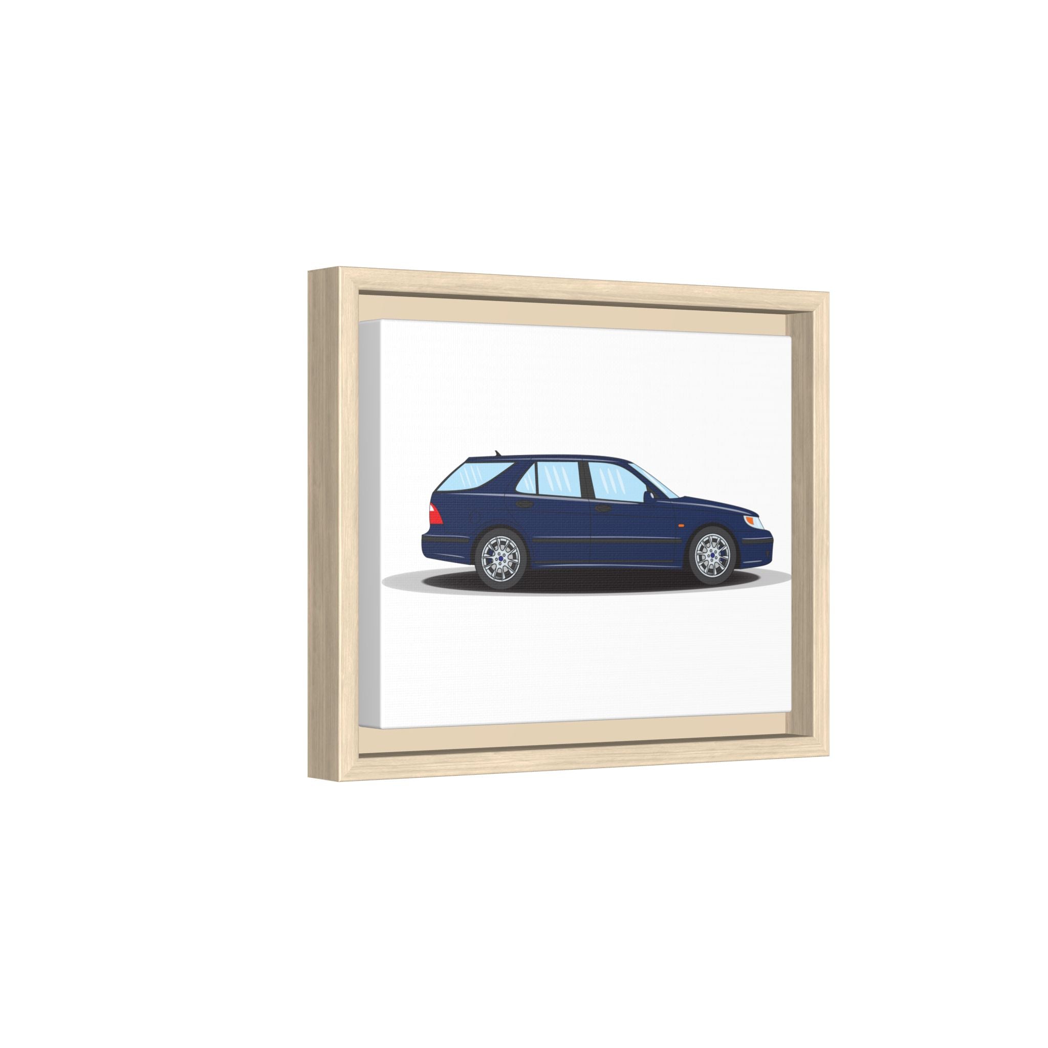 Saab 9-5 OG Aero Wagon Midnight Blue Art Print — Framed Matte Canvas Wall Decor