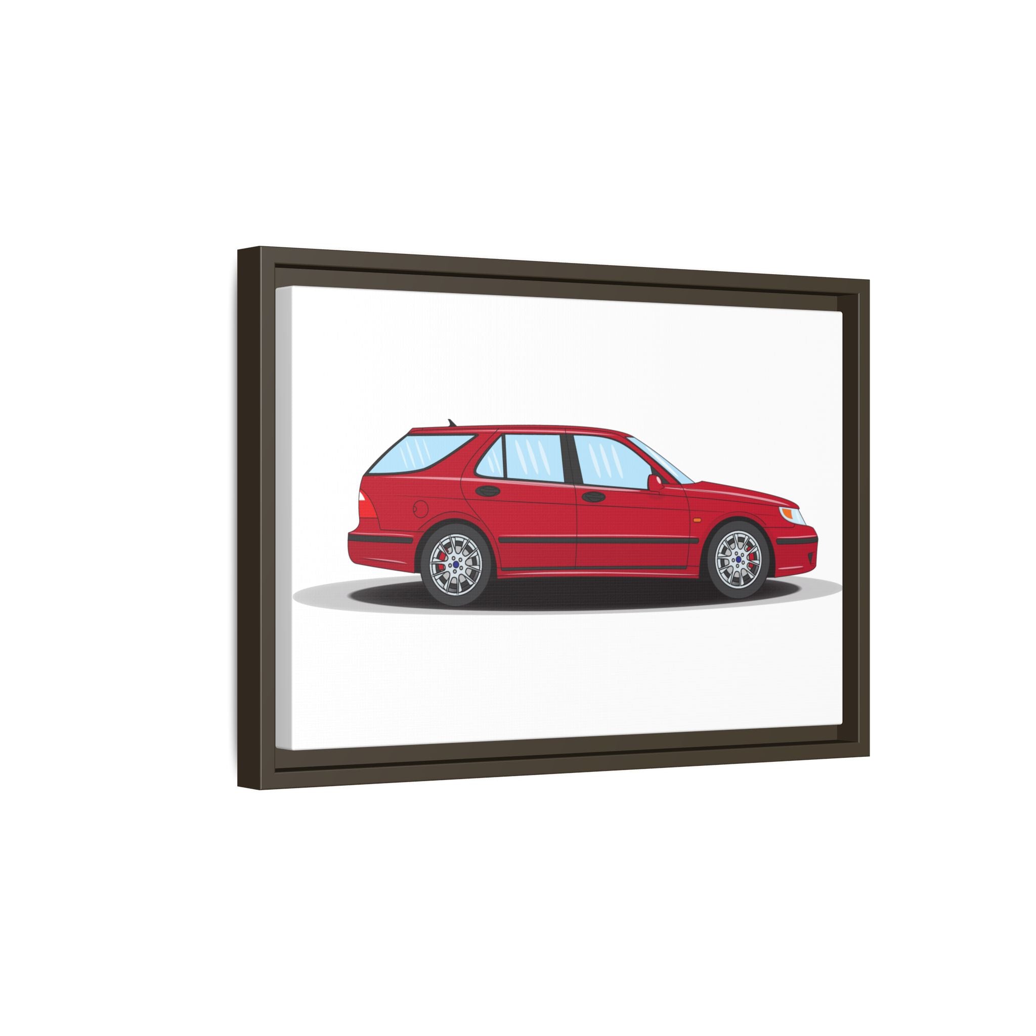 Saab 9-5 OG Aero Wagon Laser Red Art Print — Framed Matte Canvas Wall Decor