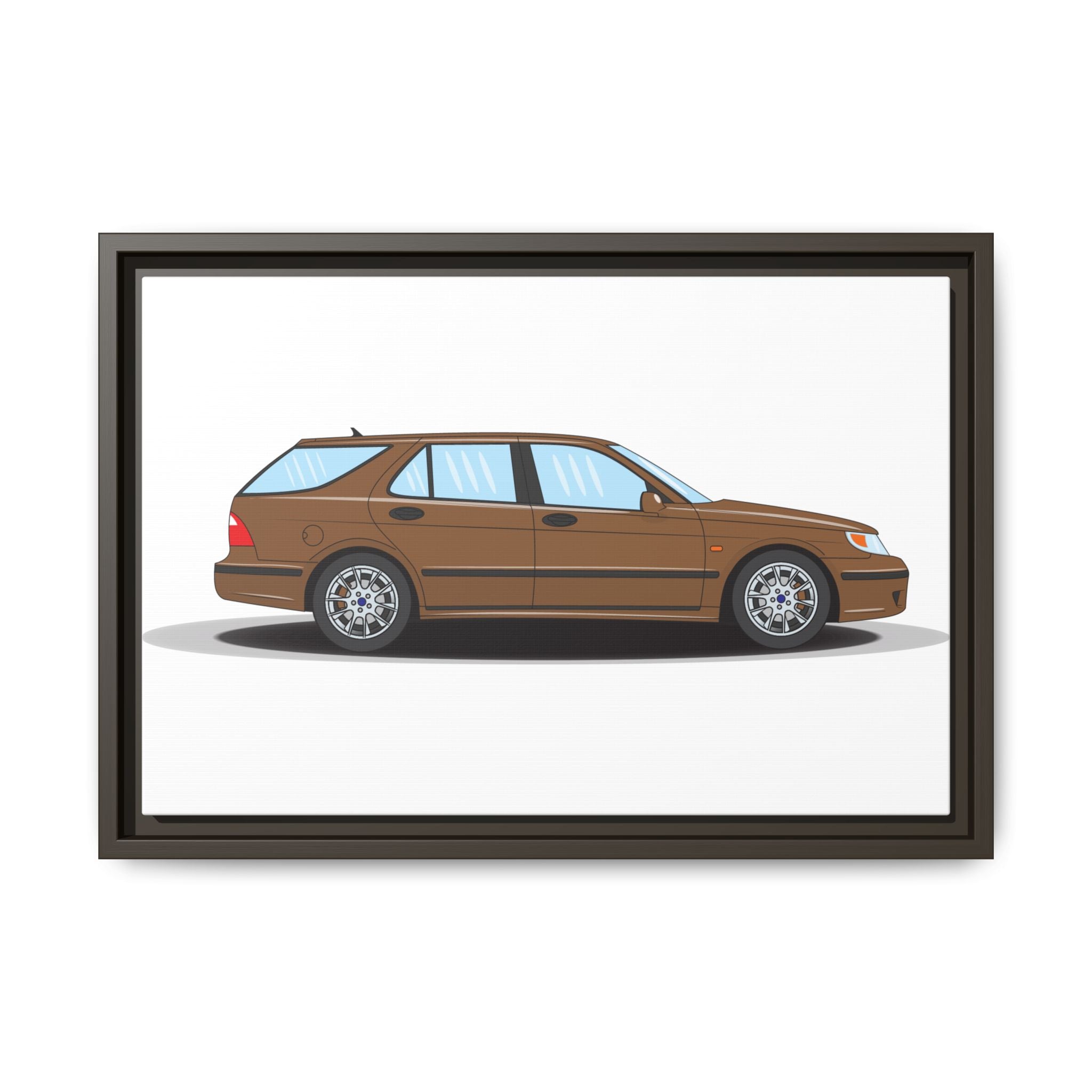 Saab 9-5 OG Aero Wagon Hazelnut Metallic Art Print — Framed Matte Canvas Wall Decor
