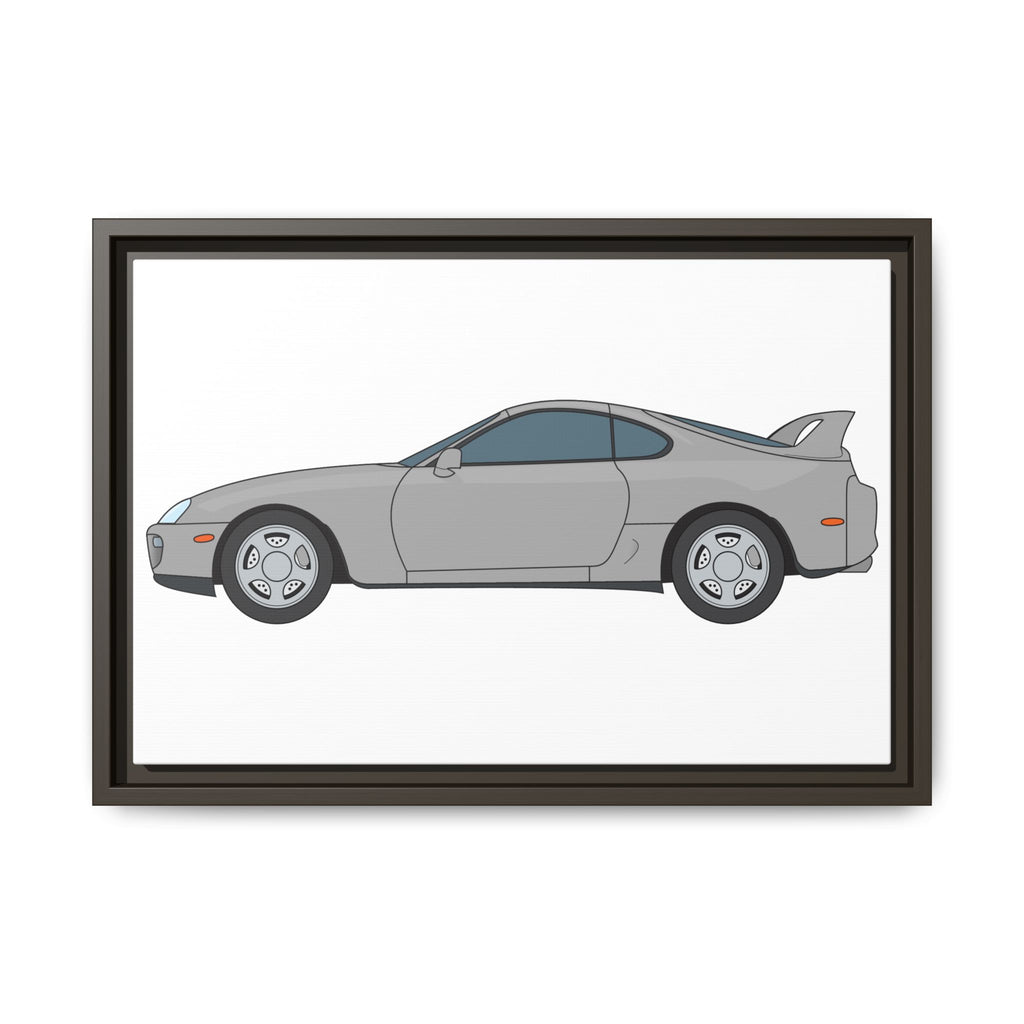 Toyota Supra MK4 Silver Metallic Art Print — Framed Matte Canvas Wall Decor