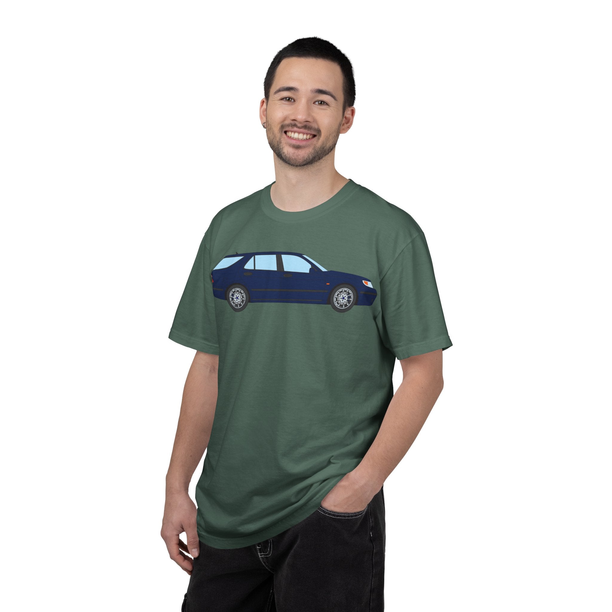 Saab 9-5 OG Aero Wagon Midnight Blue  — T-Shirt — Retro Car Graphic Tee