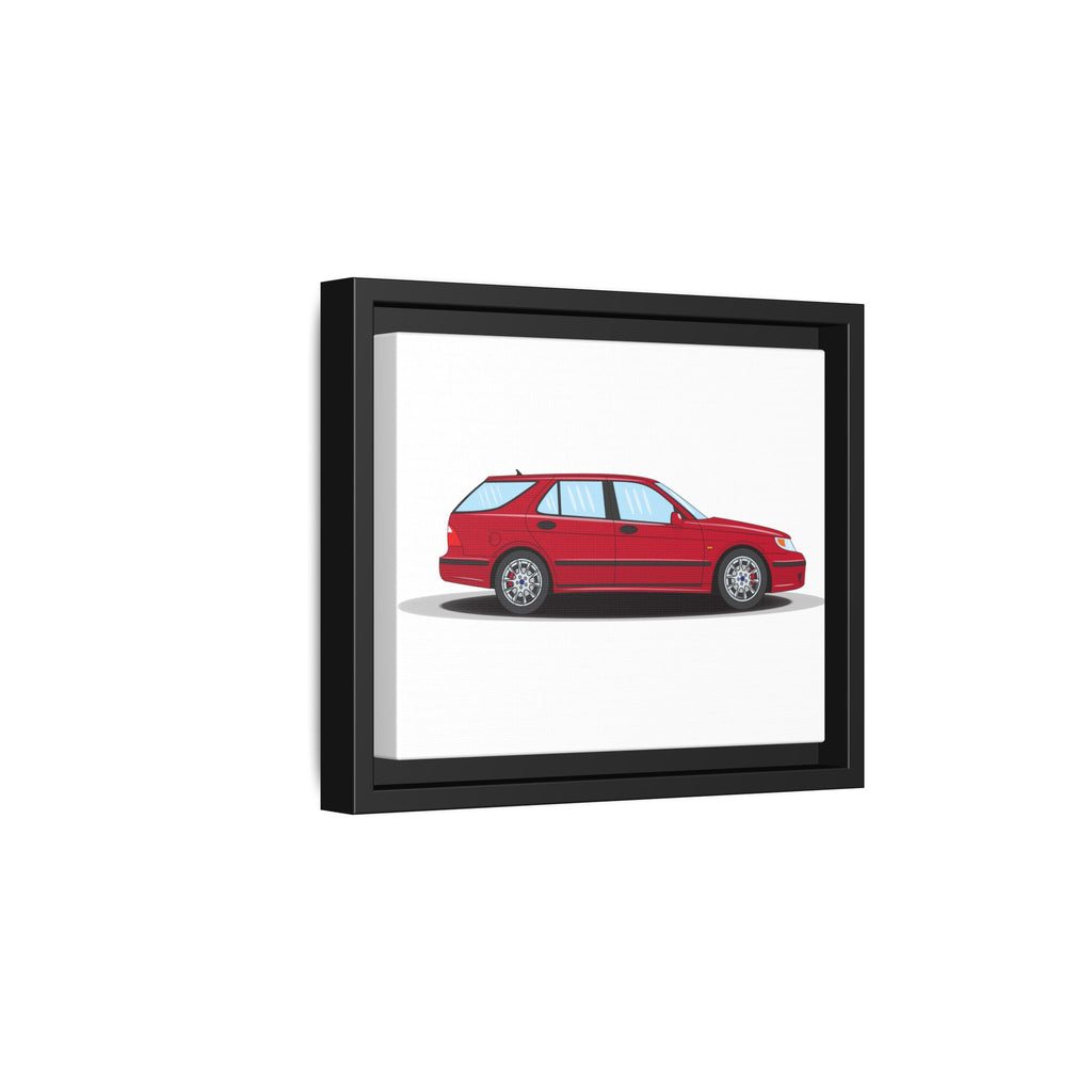 Saab 9-5 OG Aero Wagon Laser Red Art Print — Framed Matte Canvas Wall Decor