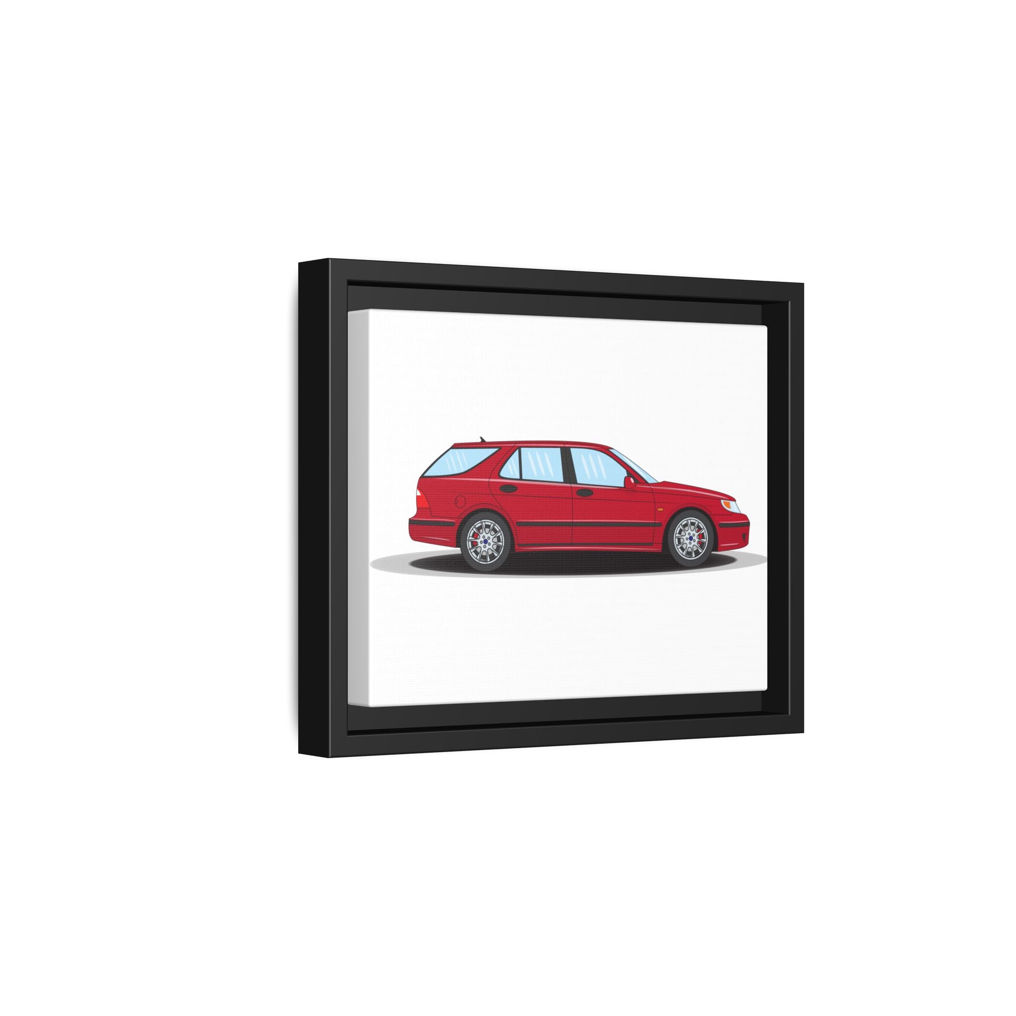 Saab 9-5 OG Aero Wagon Laser Red Art Print — Framed Matte Canvas Wall Decor