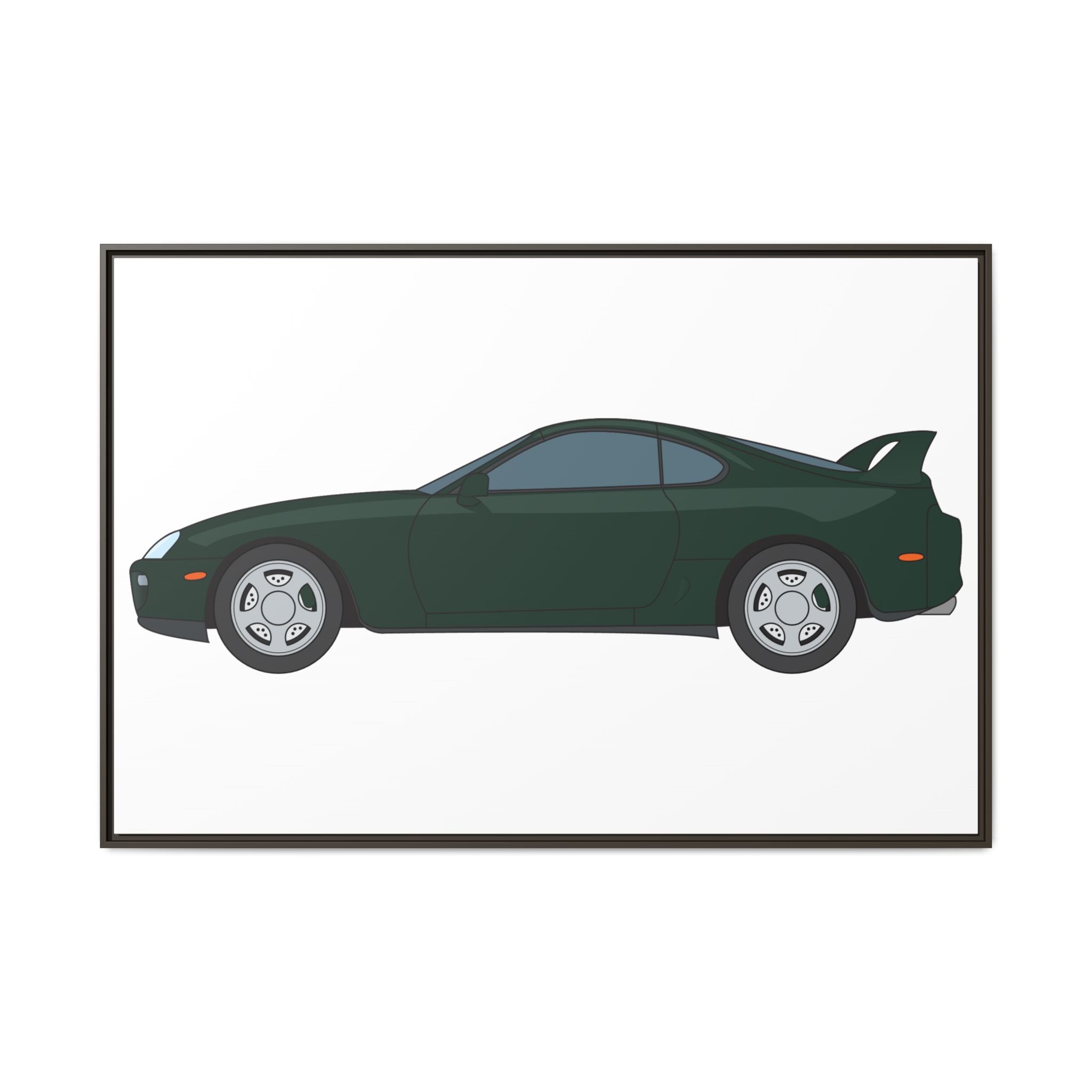 Toyota Supra MK4 Dark Green Mica Art Print — Framed Matte Canvas Wall Decor