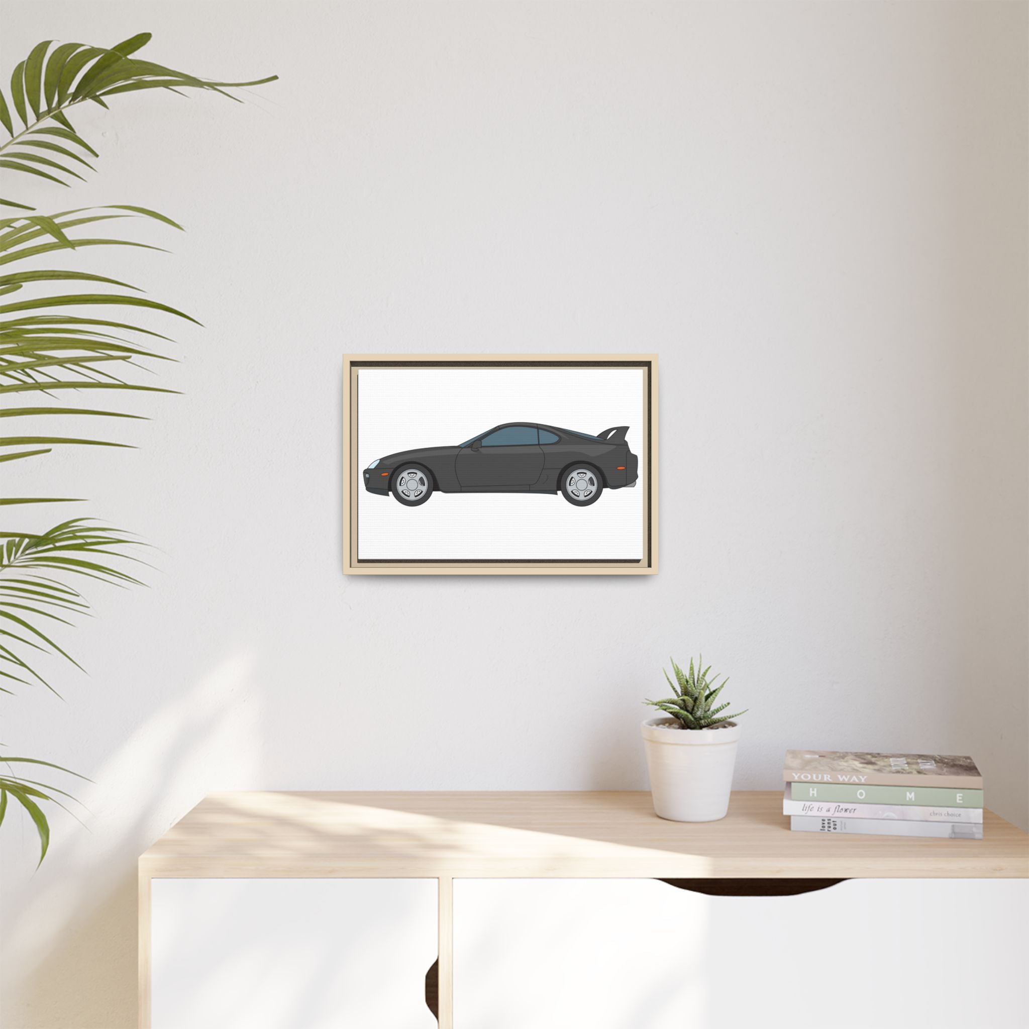 Toyota Supra MK4 Anthracite Art Print — Framed Matte Canvas Wall Decor