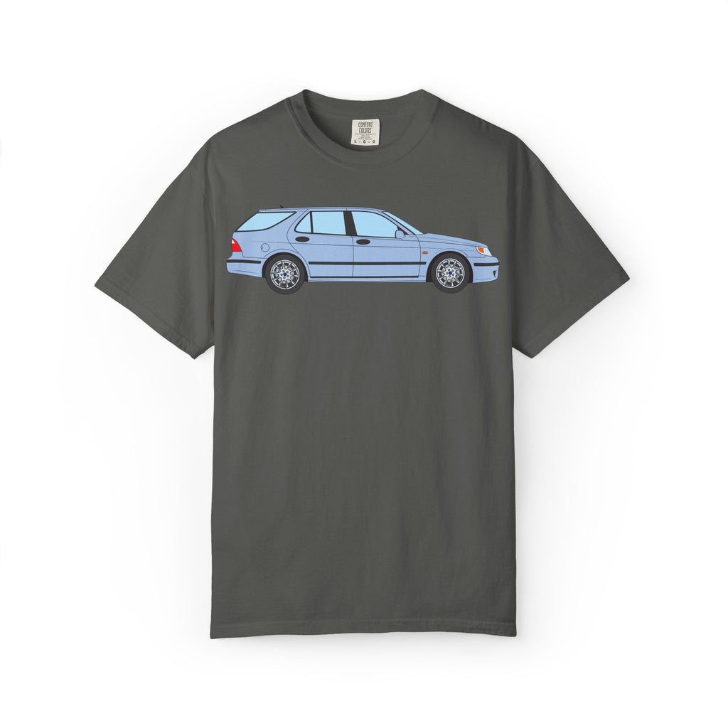 Saab 9-5 OG Aero Wagon Ice Blue  — T-Shirt — Retro Car Graphic Tee