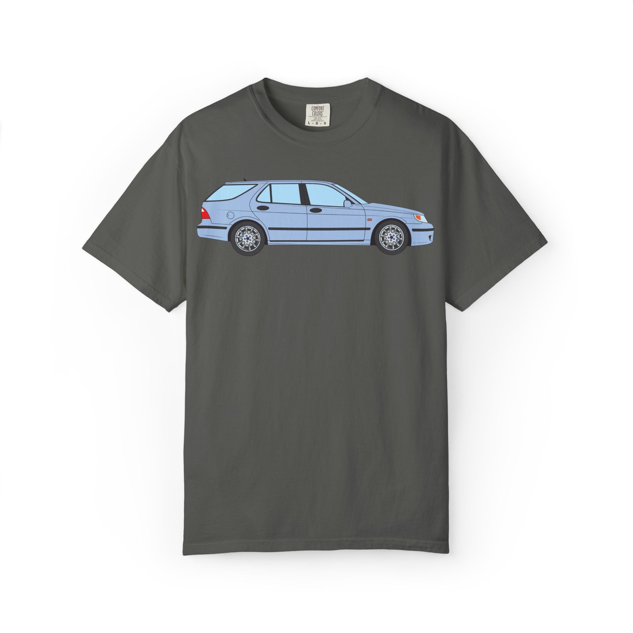 Saab 9-5 OG Aero Wagon Ice Blue  — T-Shirt — Retro Car Graphic Tee