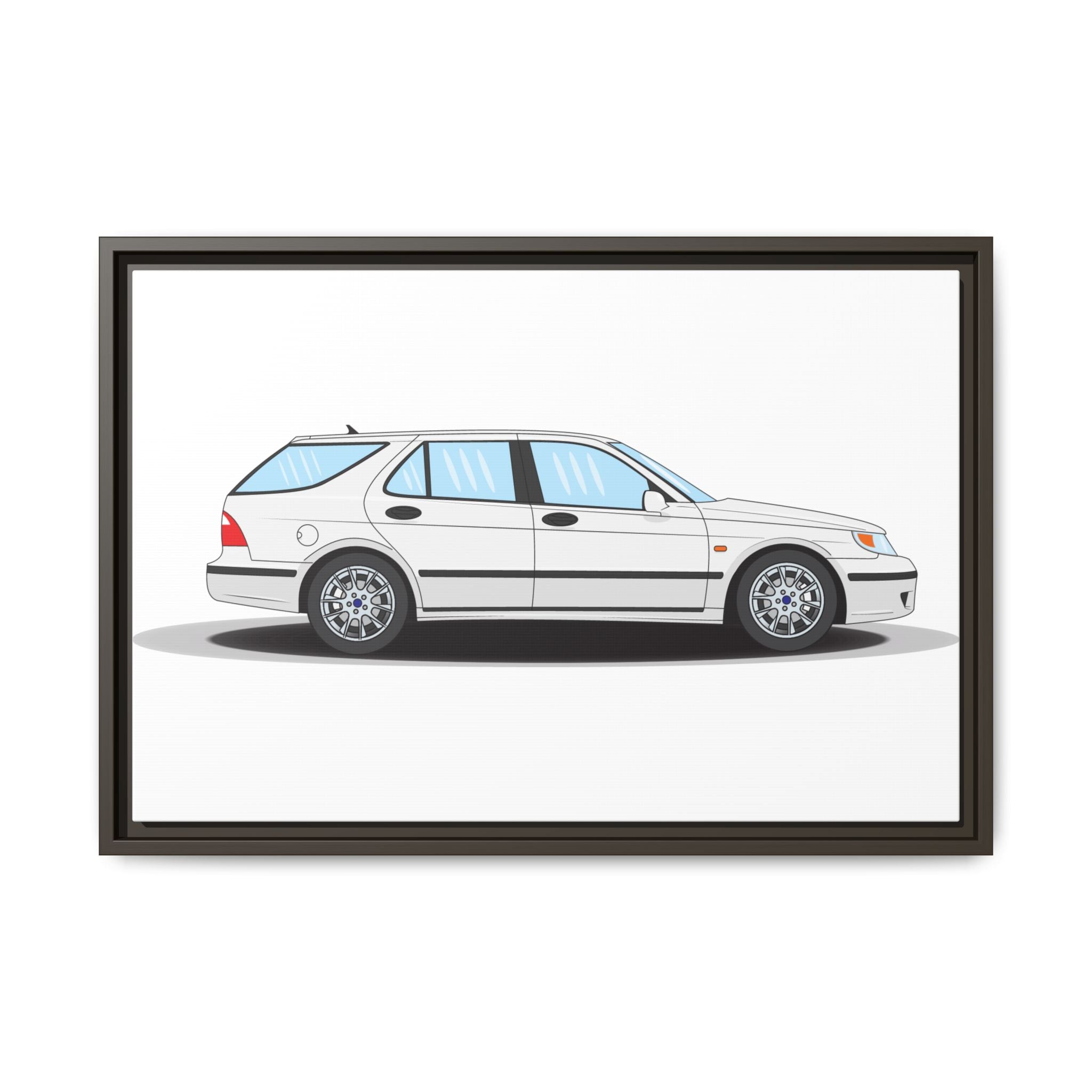 Saab 9-5 OG Aero Wagon Artic White Art Print — Framed Matte Canvas Wall Decor