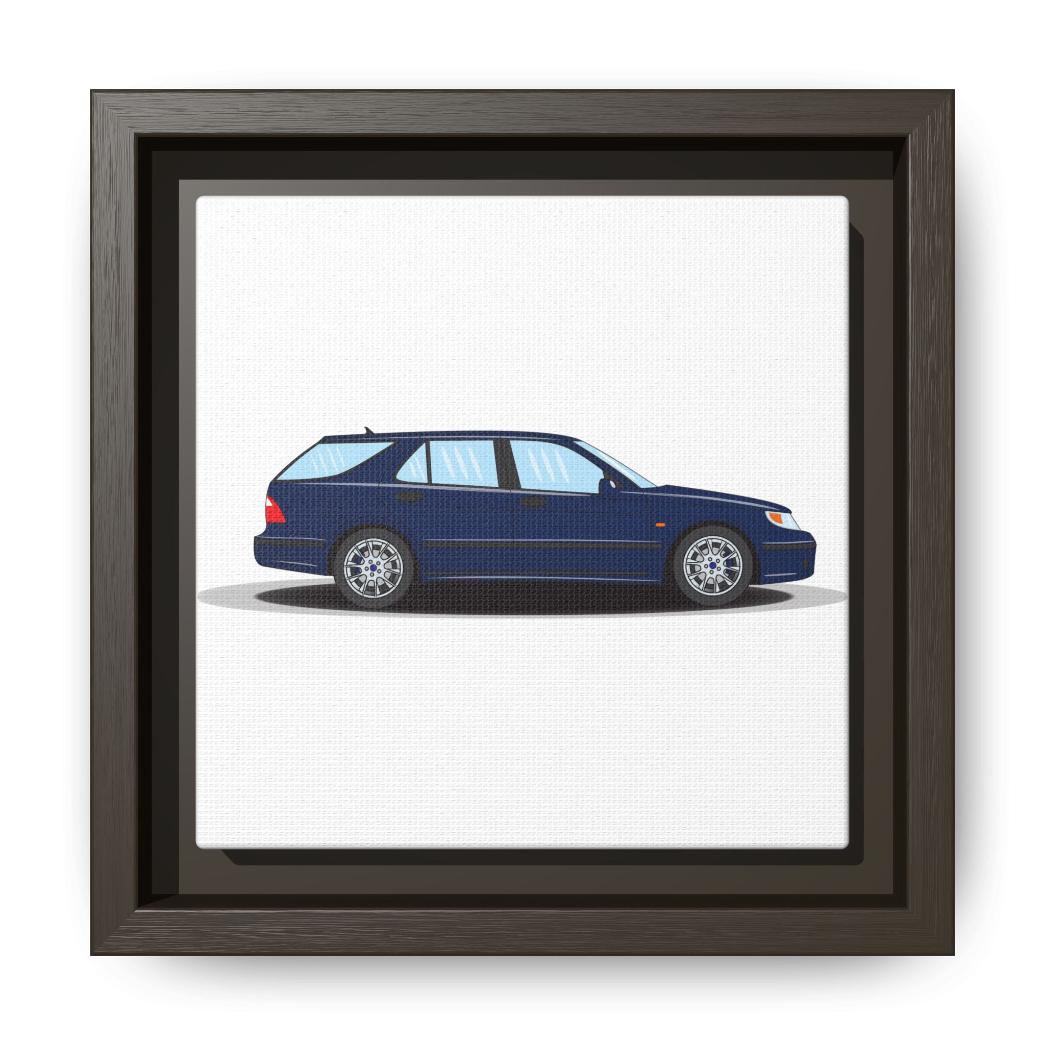 Saab 9-5 OG Aero Wagon Midnight Blue Art Print — Framed Matte Canvas Wall Decor